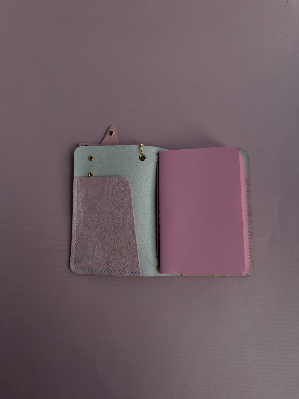 Blue Gold Star Charm | A6 Cow Bifold Leather Journal