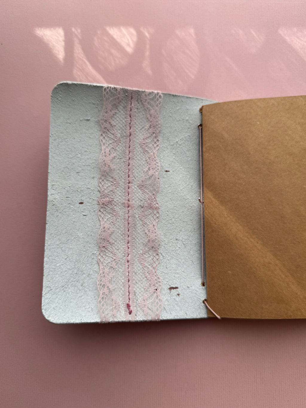 Dusty Pink Lace | A6 Bifold Cow Leather Journal