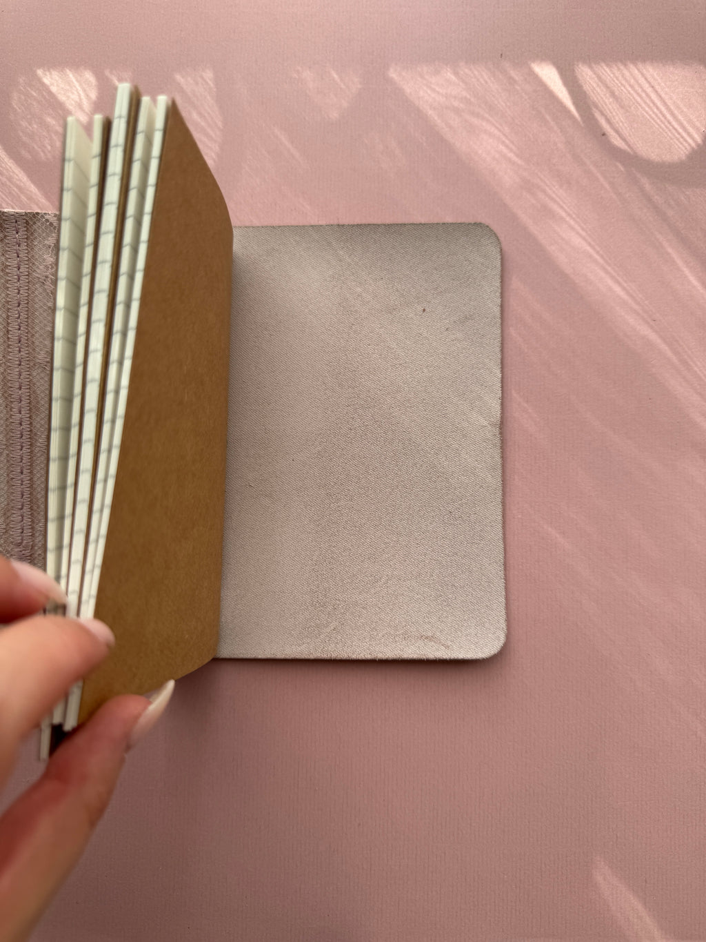 Light Pink Lace | A6 Bifold Cow Leather Journal