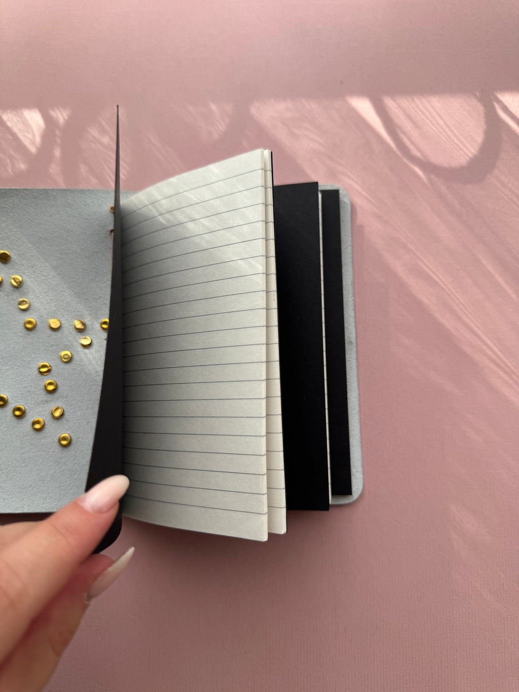 Dusty Pink Star Coated | A6 Bifold Cow Leather Journal