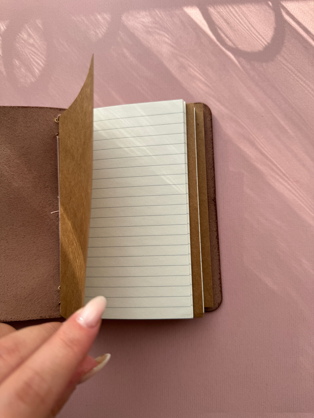Dusty Pink Buttons | A6 Bifold Vegan Leather Journal