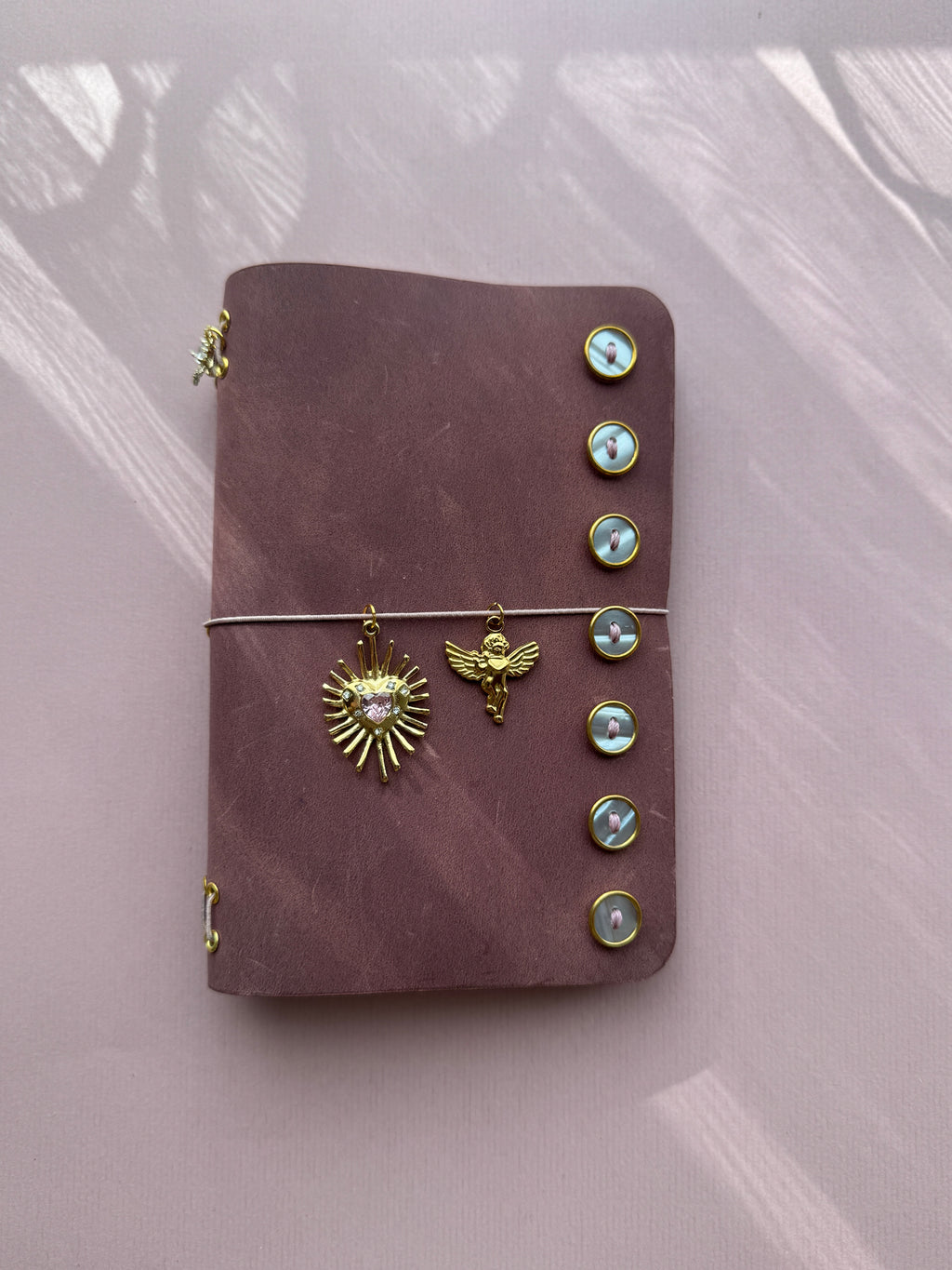 Dusty Pink Buttons | A6 Bifold Vegan Leather Journal