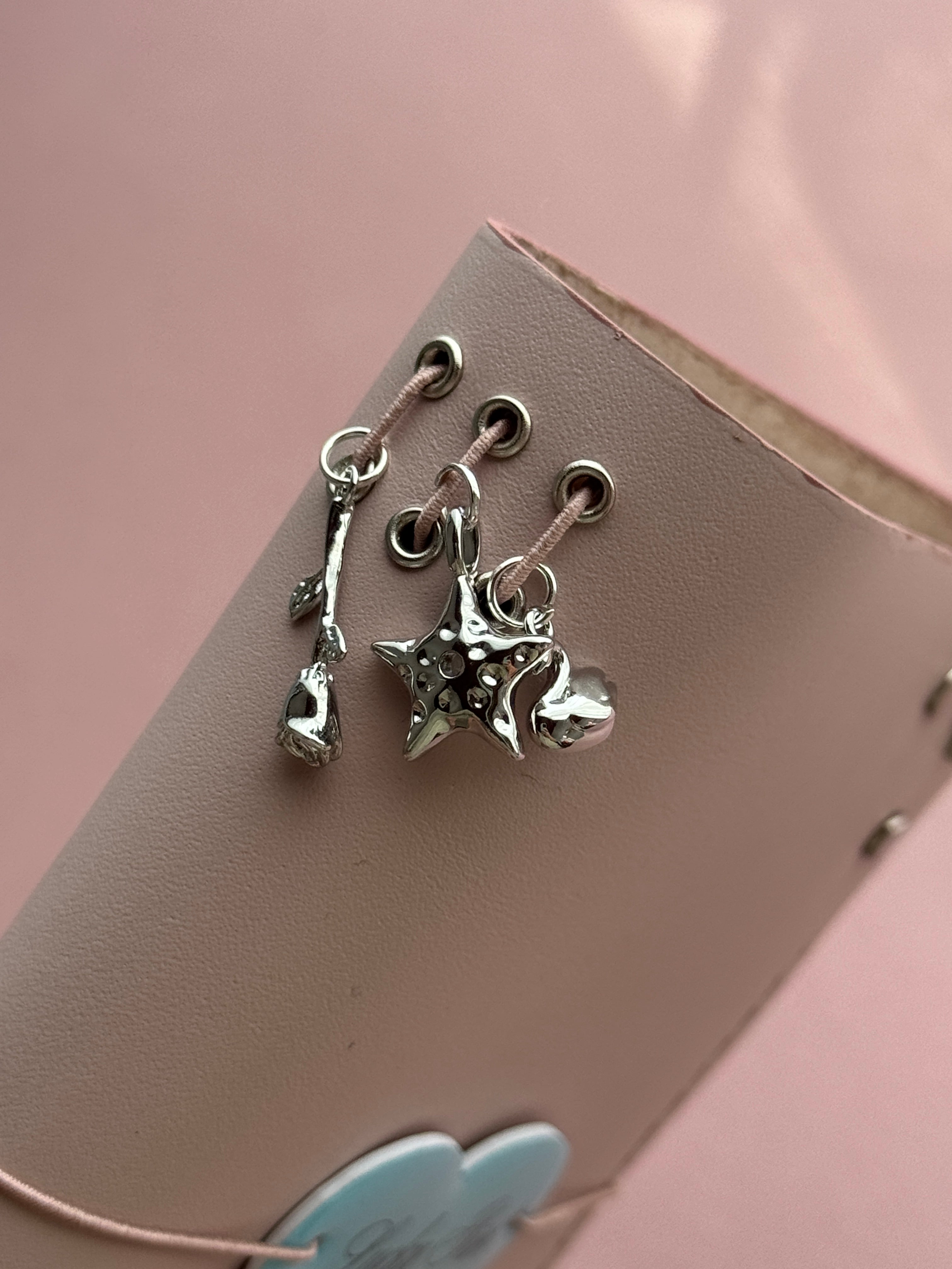 Light Pink Bunnies | A6 Bifold Cow Leather Journal