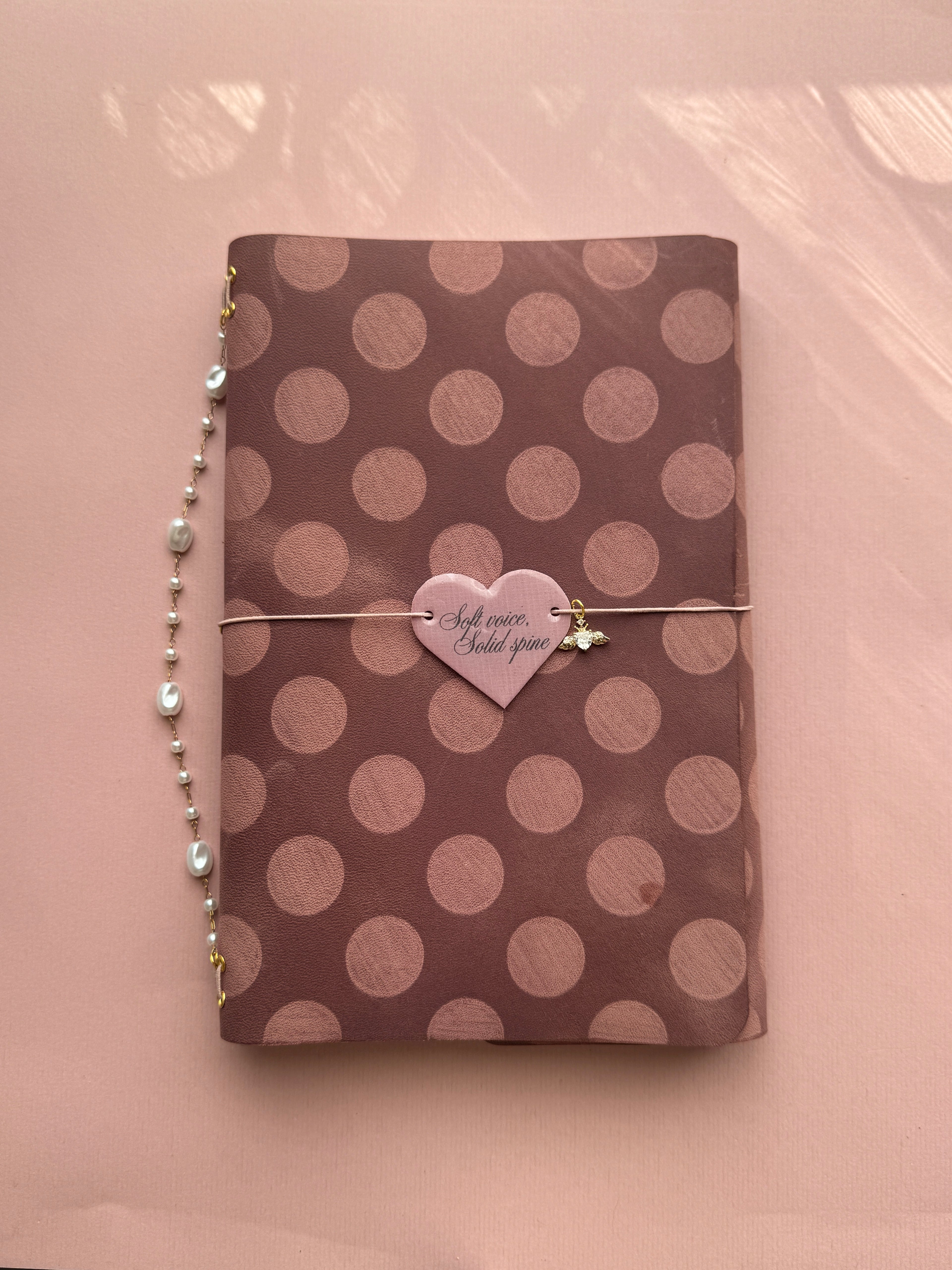 Dotted Dusty Pink | A5 Trifold Vegan Leather Journal