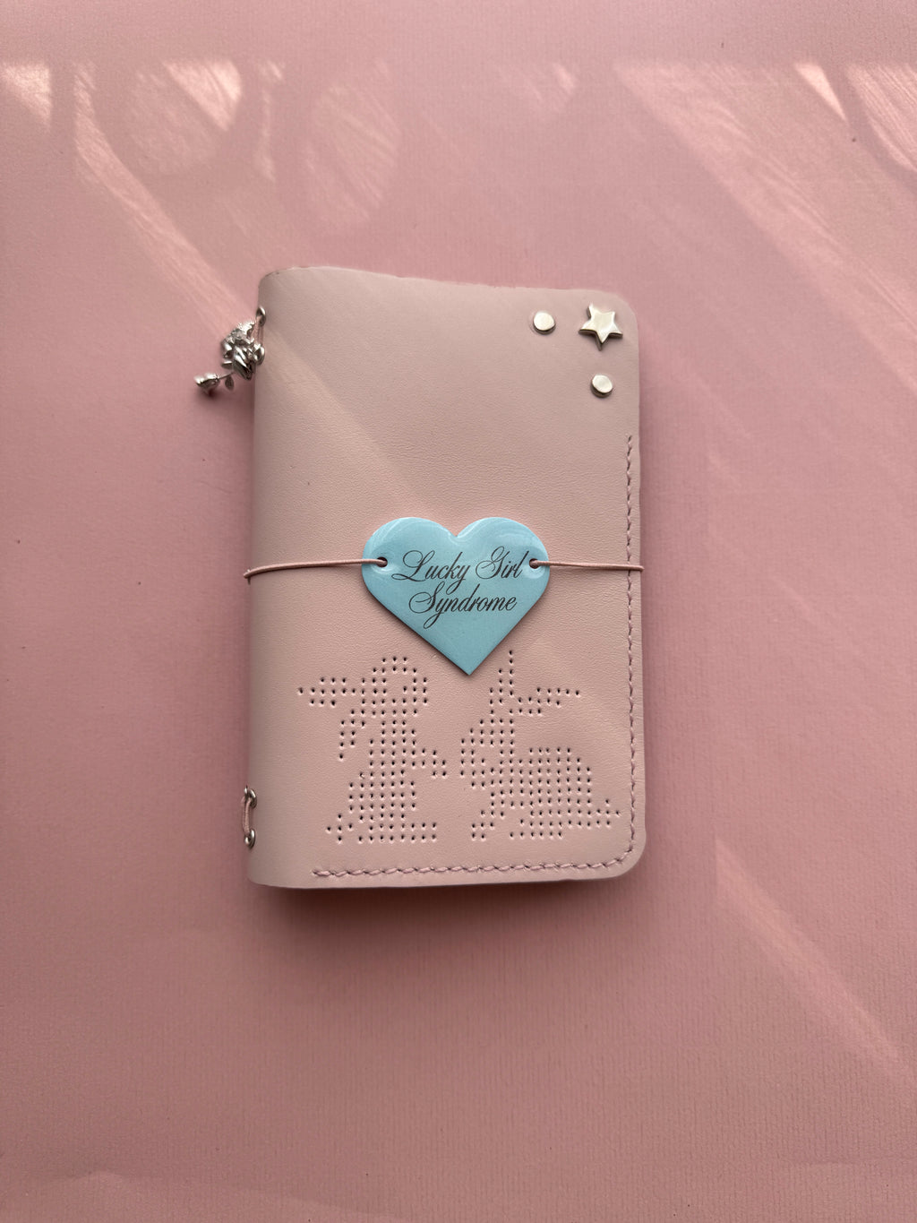 Light Pink Bunnies | A6 Bifold Cow Leather Journal