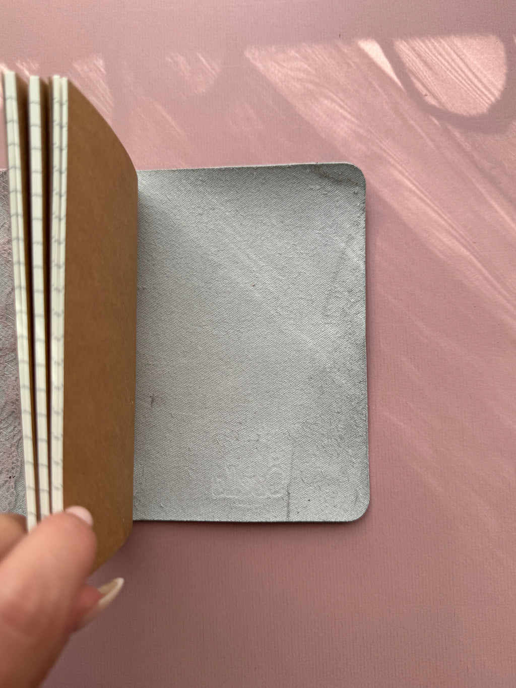 Dusty Pink Lace | A6 Bifold Cow Leather Journal