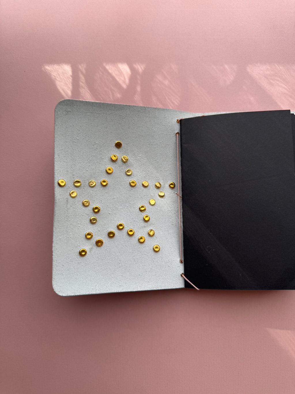 Dusty Pink Star Coated | A6 Bifold Cow Leather Journal