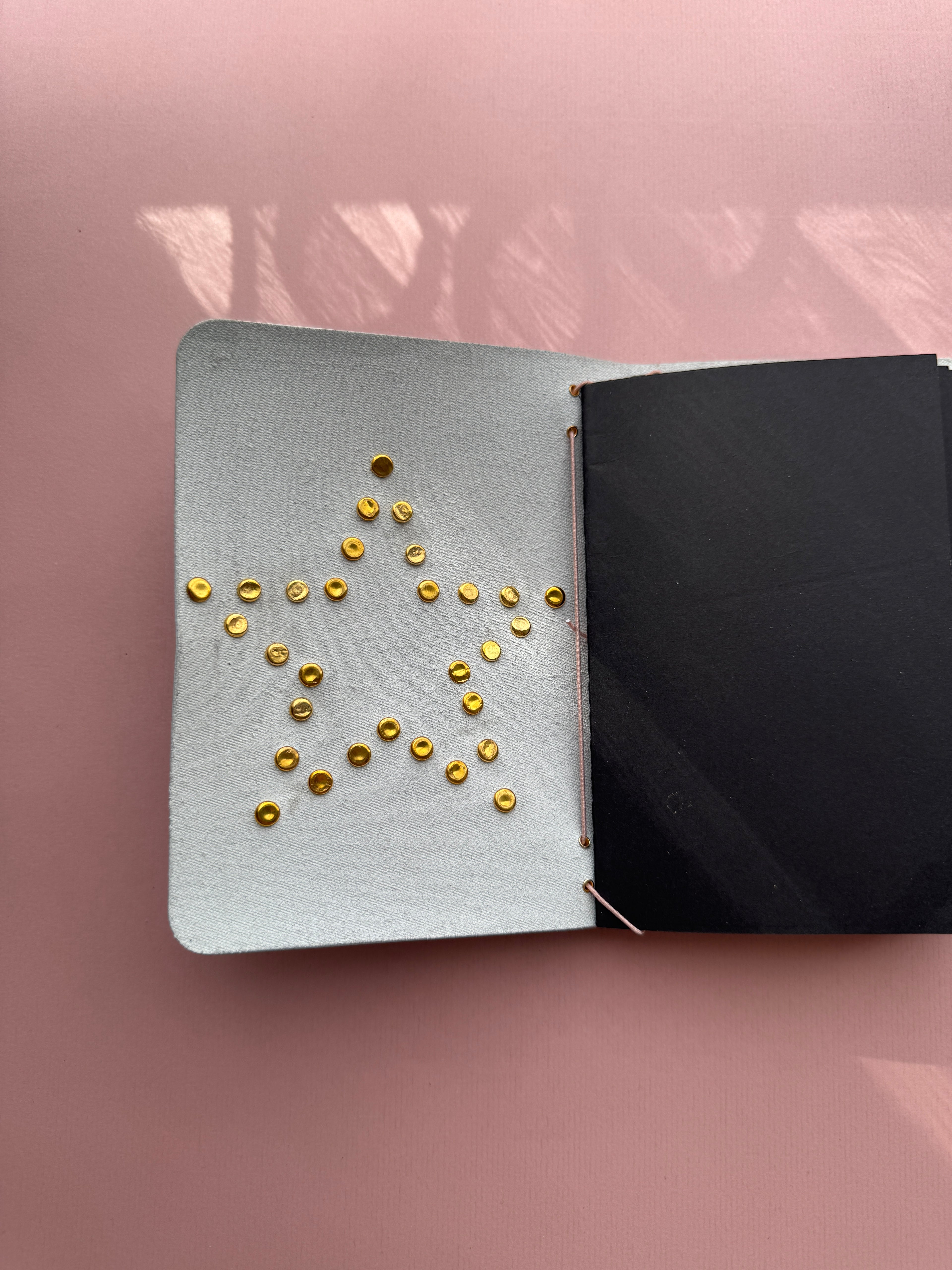 Dusty Pink Star Coated | A6 Bifold Cow Leather Journal