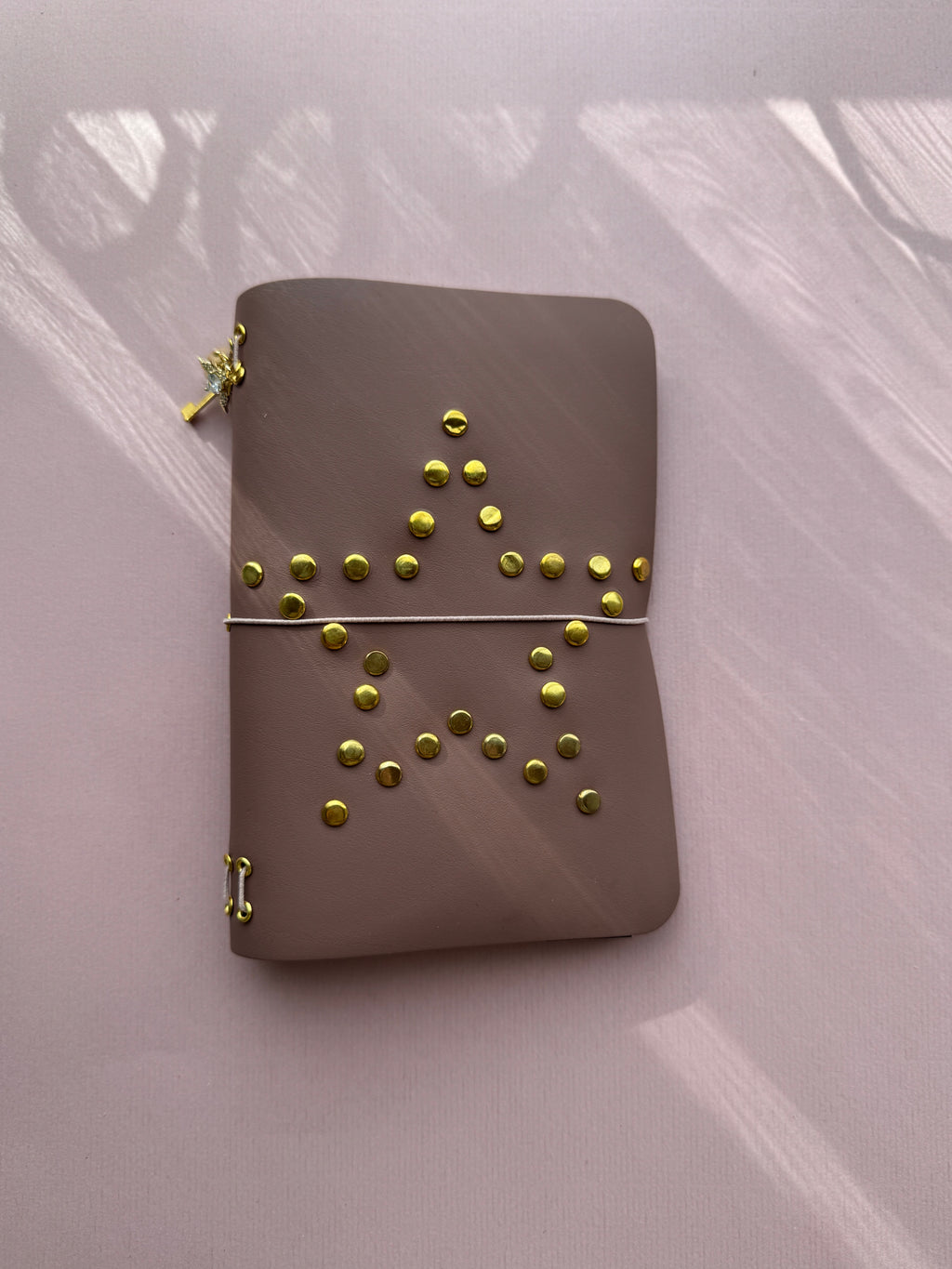 Dusty Pink Star Coated | A6 Bifold Cow Leather Journal