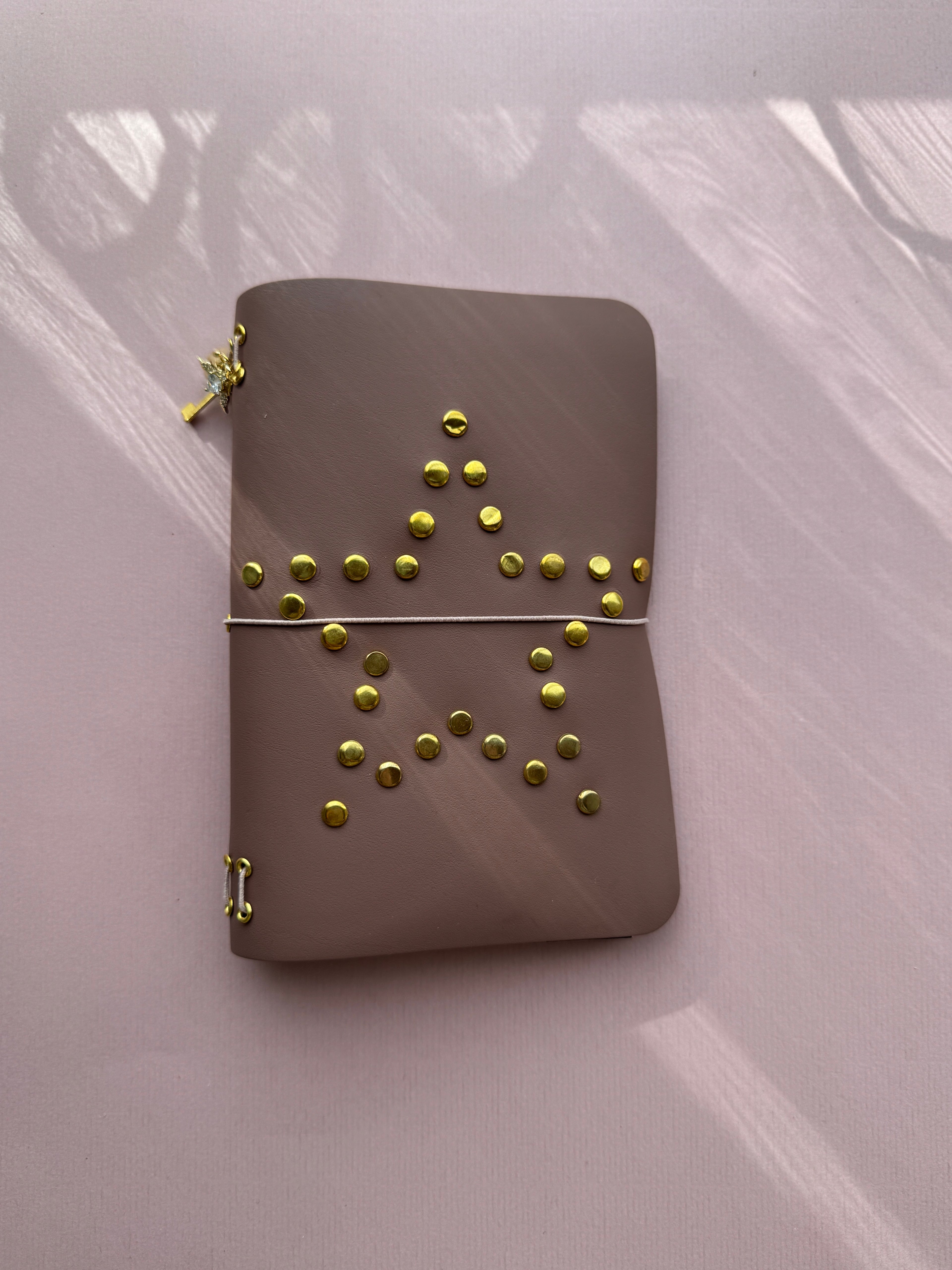 Dusty Pink Star Coated | A6 Bifold Cow Leather Journal