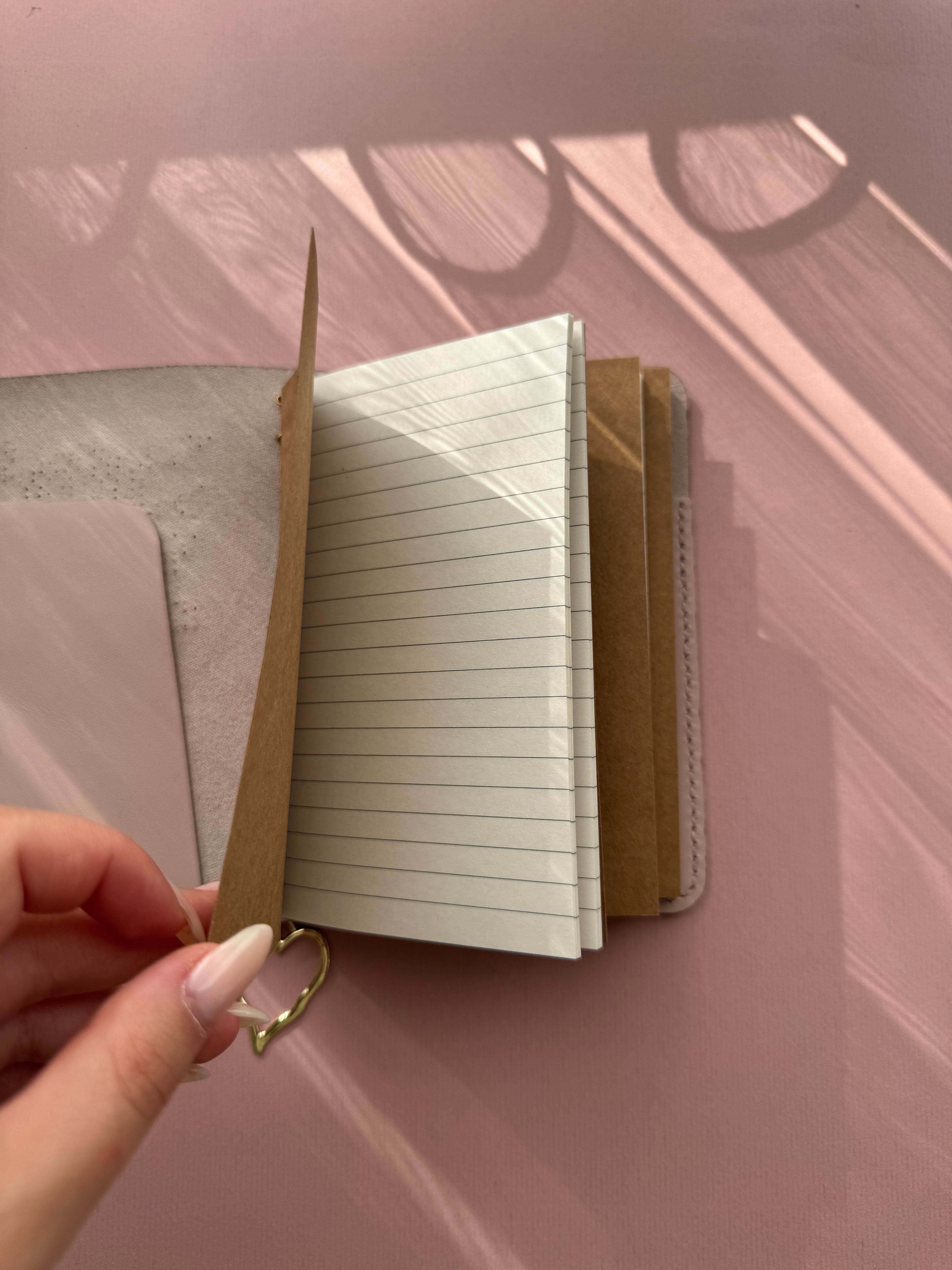Light Pink | A6 Bifold Cow Leather Journal