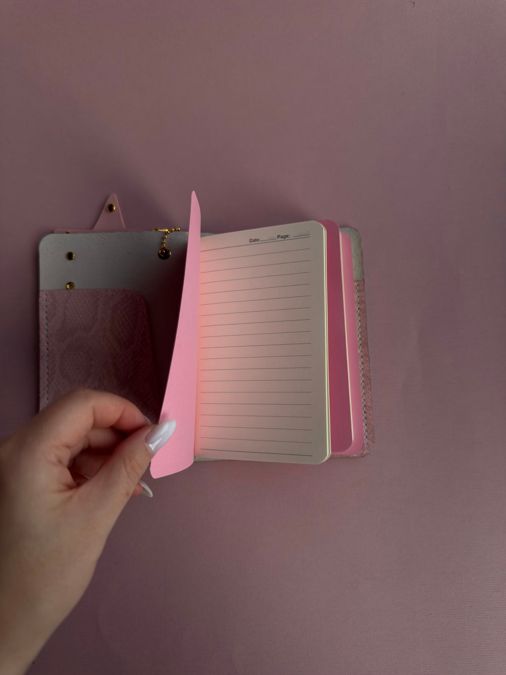 Blue Gold Star Charm | A6 Cow Bifold Leather Journal