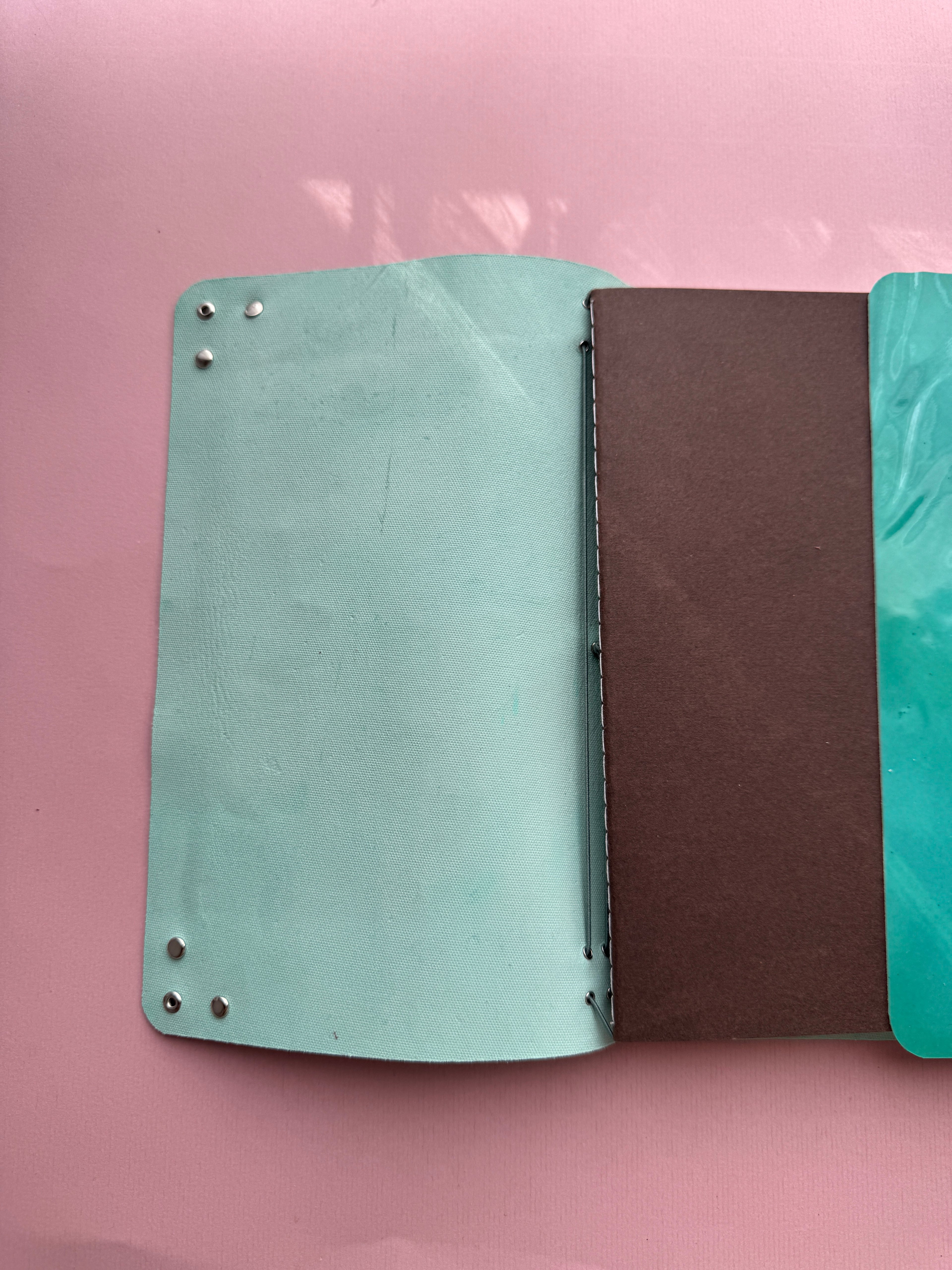 Turquoise | A5 Trifold Calf Leather Journal