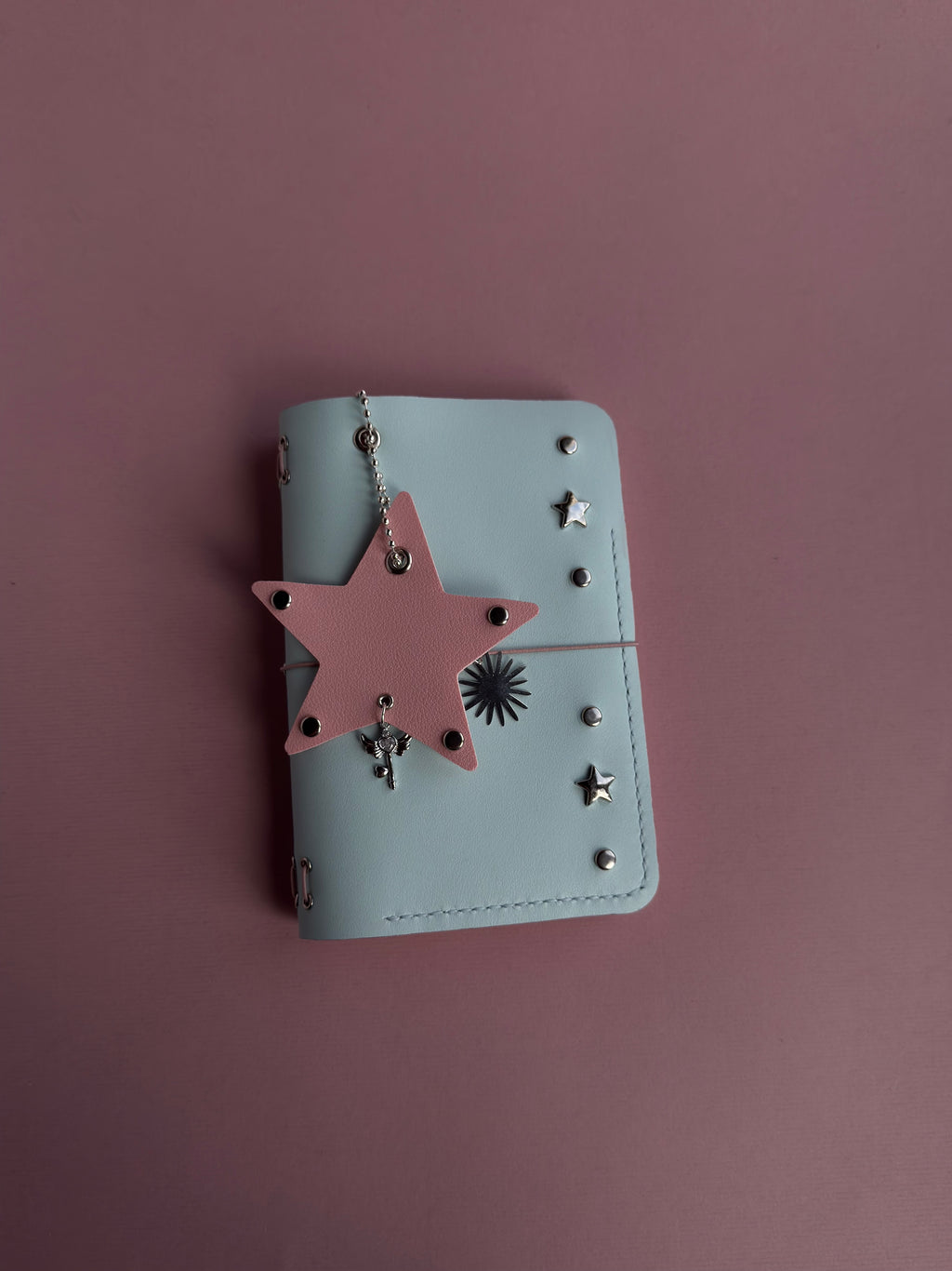 Blue Silver Star Charm | A6 Cow Bifold Leather Journal