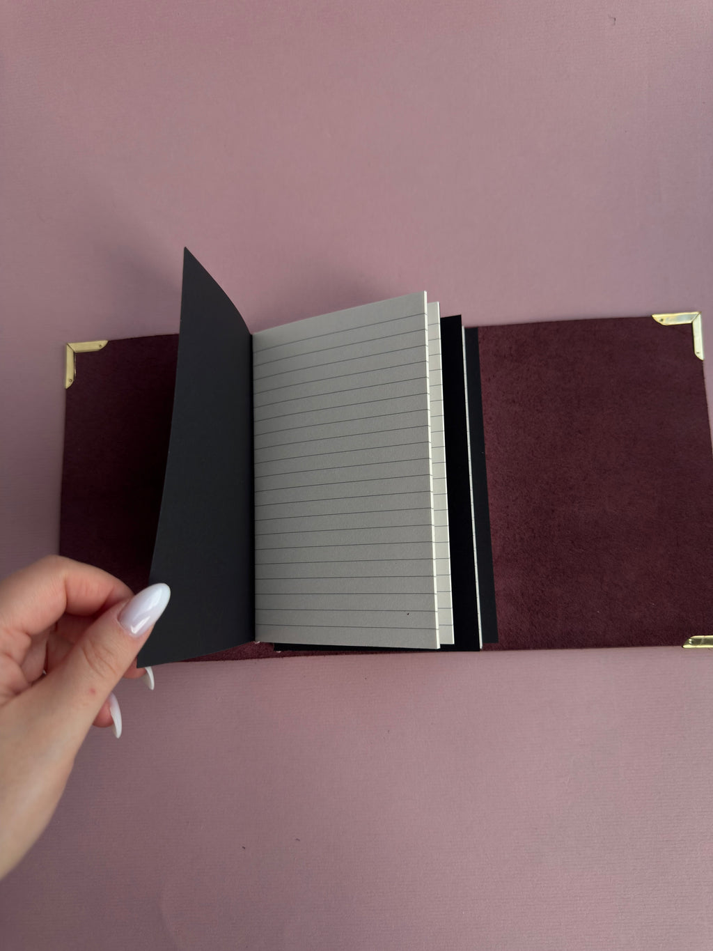 Charmed Magenta | A6 Cow Trifold Leather Journal