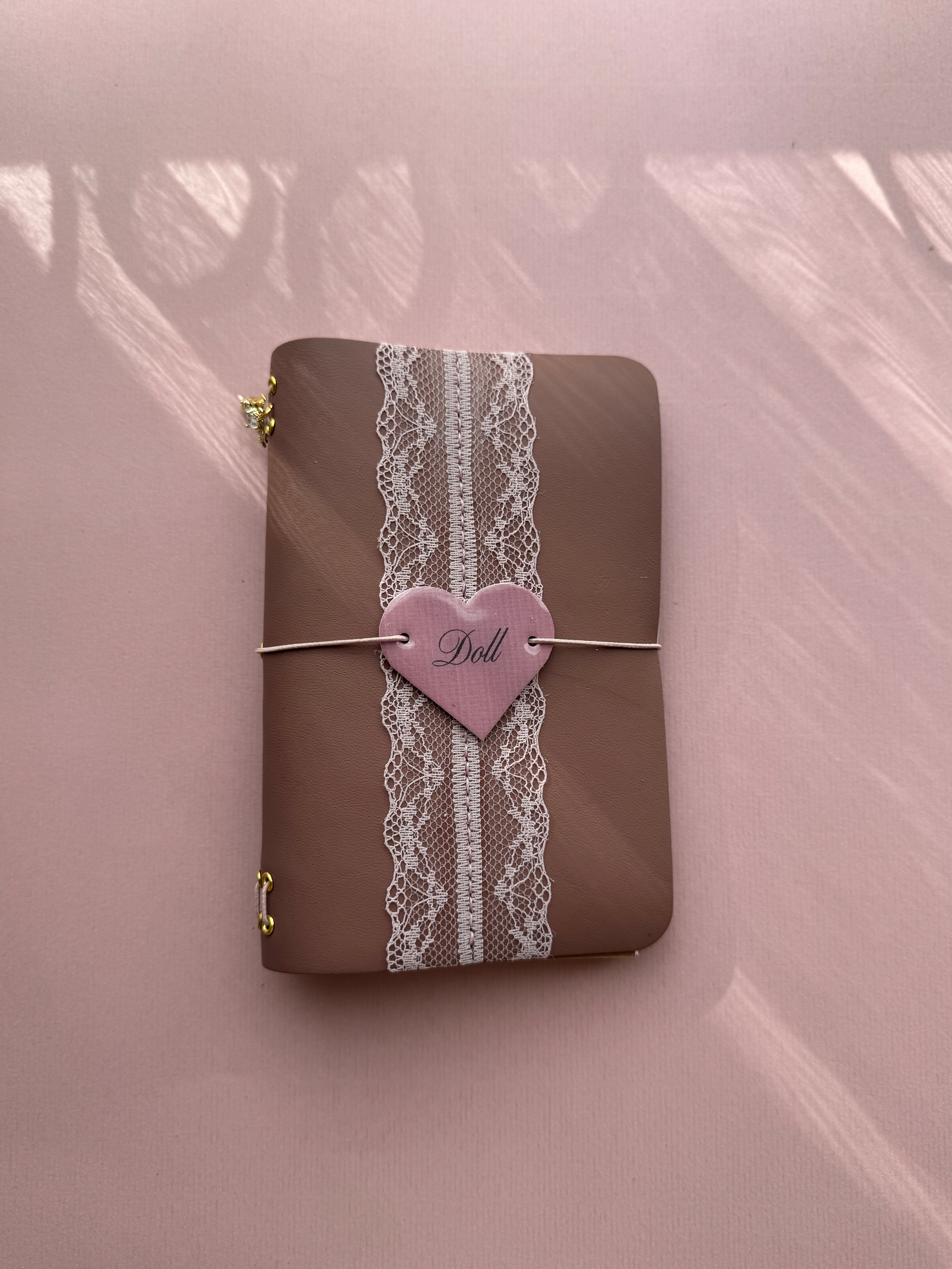Dusty Pink Lace | A6 Bifold Cow Leather Journal