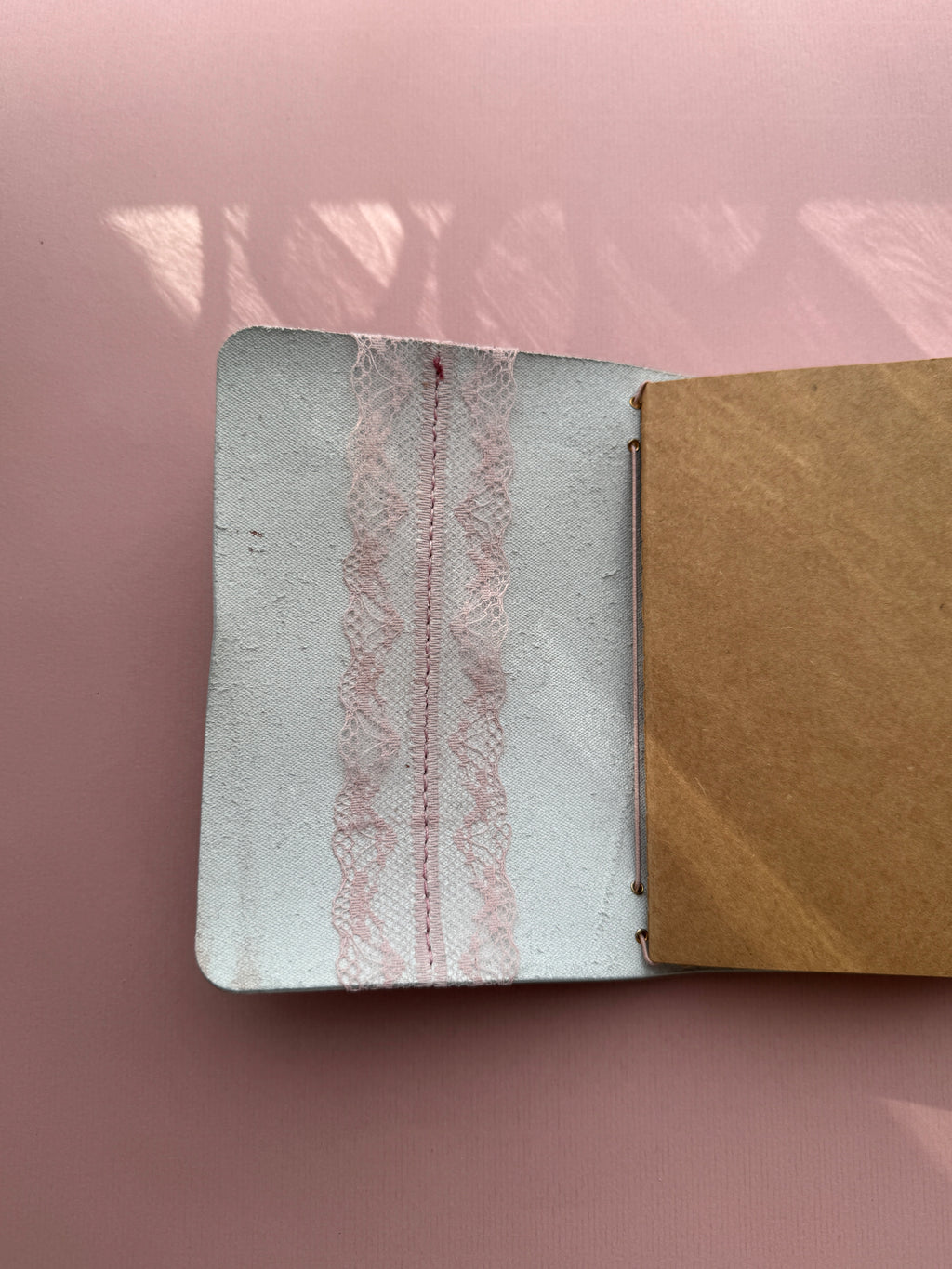 Dusty Pink Lace | A6 Bifold Cow Leather Journal