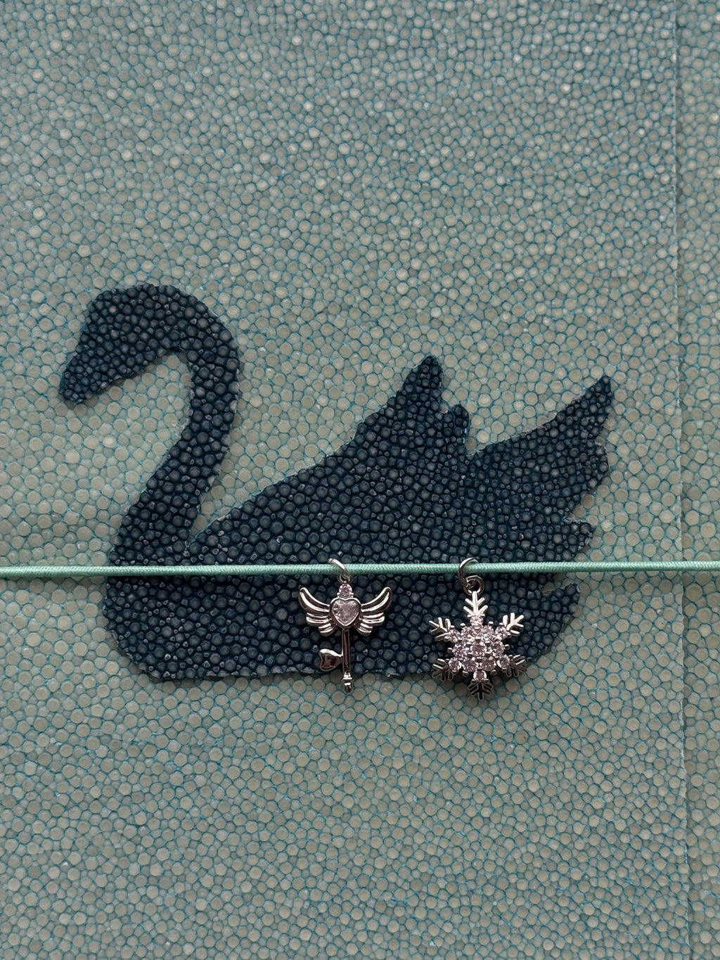 Light Blue Swan | A5 Trifold Stingray Leather Journal