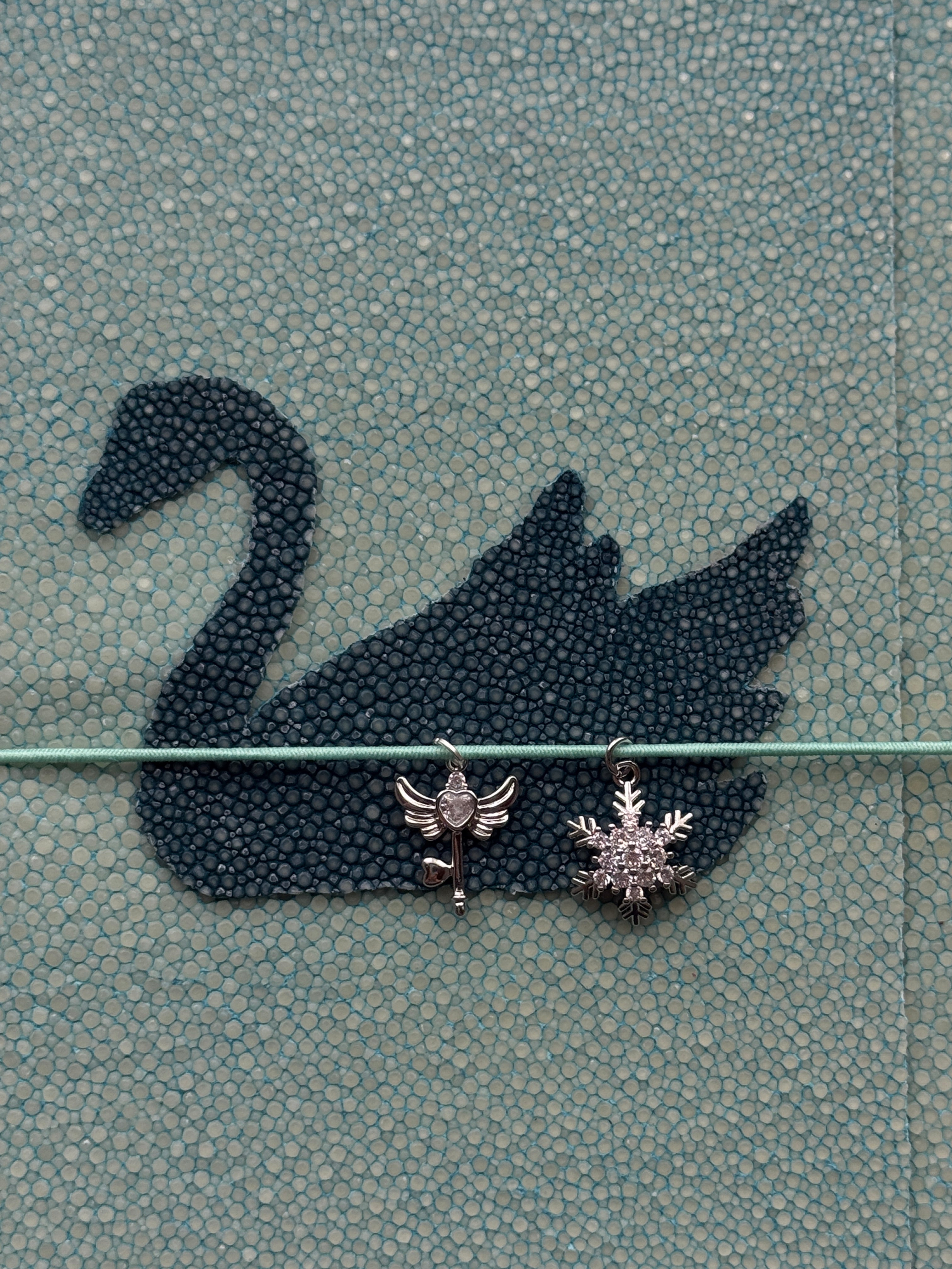 Light Blue Swan | A5 Trifold Stingray Leather Journal