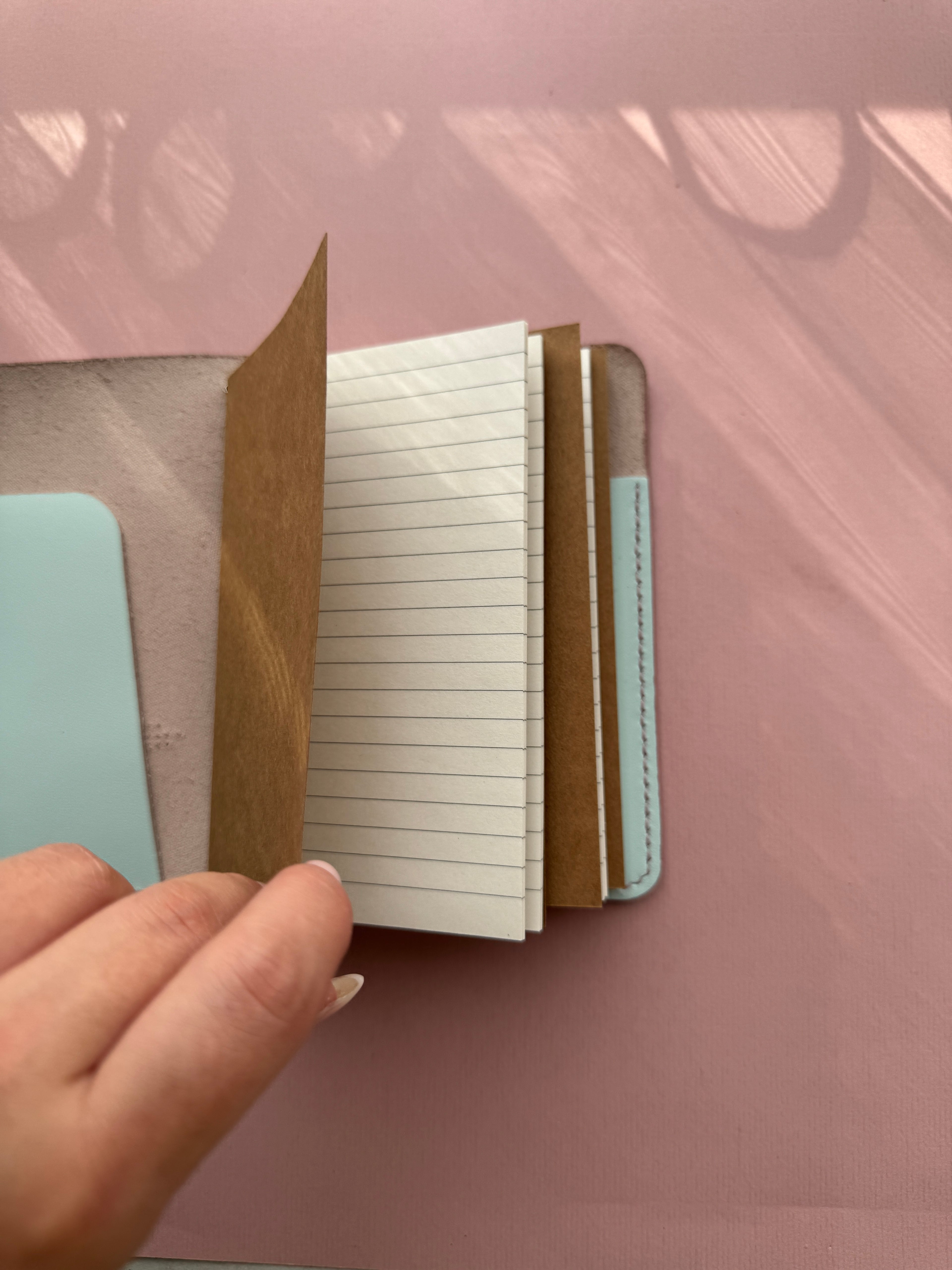 Light Pink Bunnies | A6 Bifold Cow Leather Journal