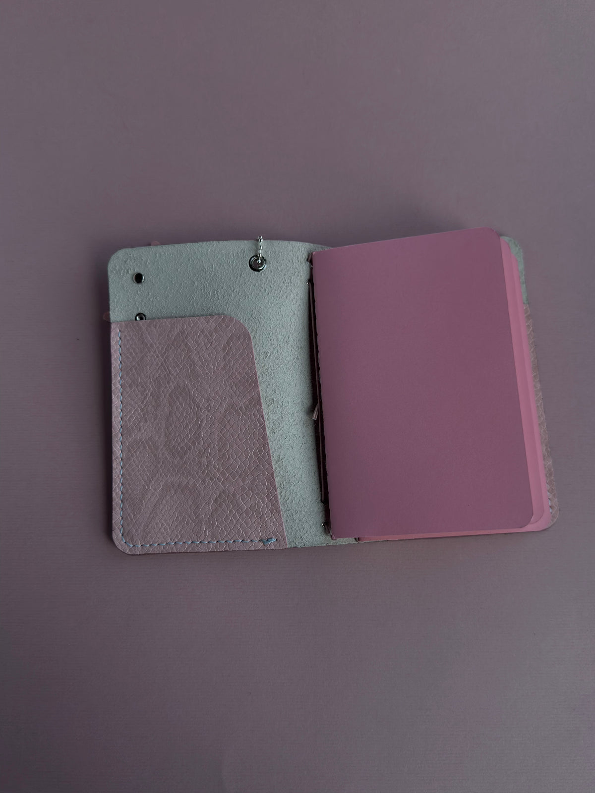 Blue Silver Star Charm | A6 Cow Bifold Leather Journal