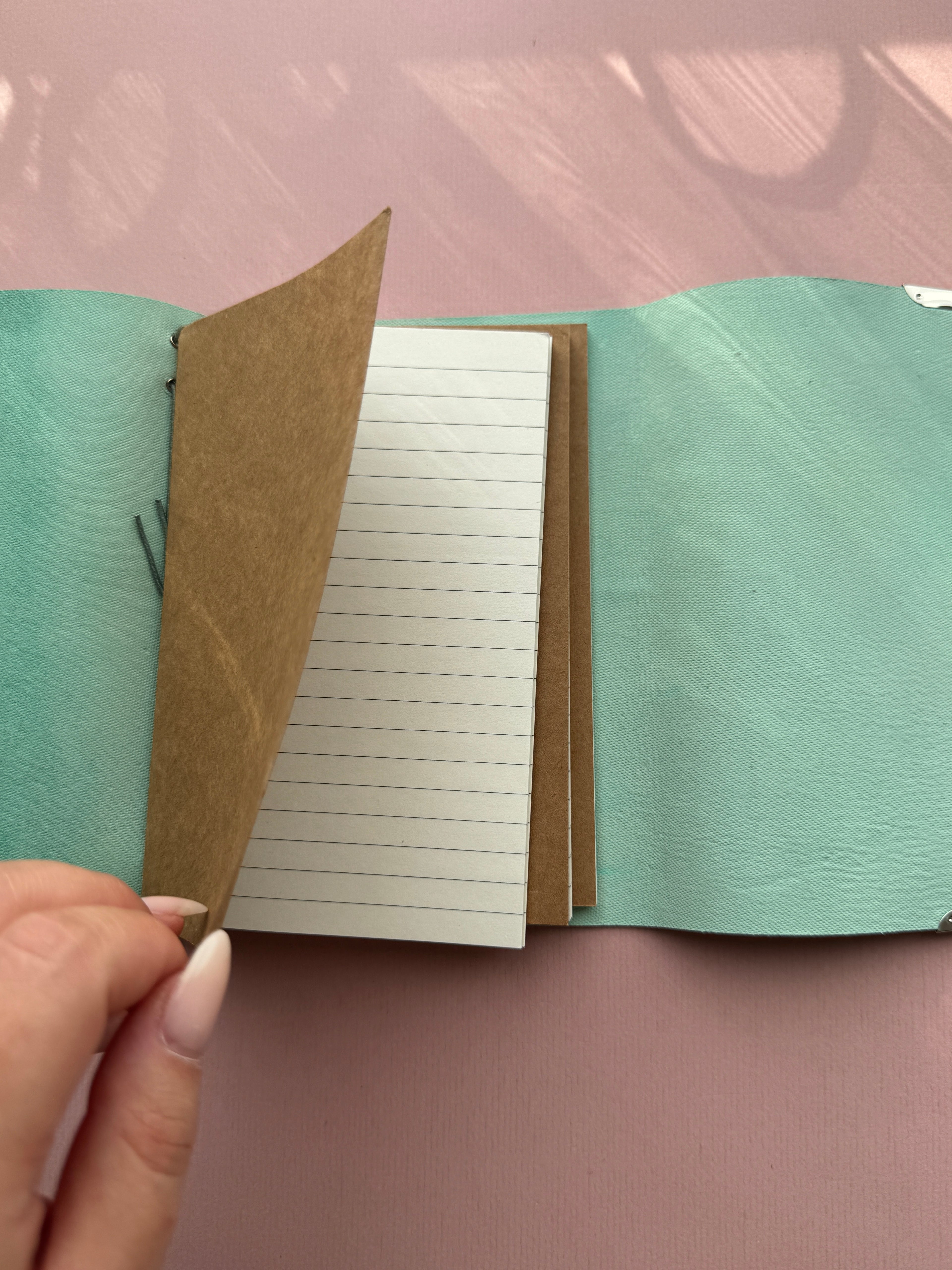 Turquoise | A6 Trifold Calf Leather Journal