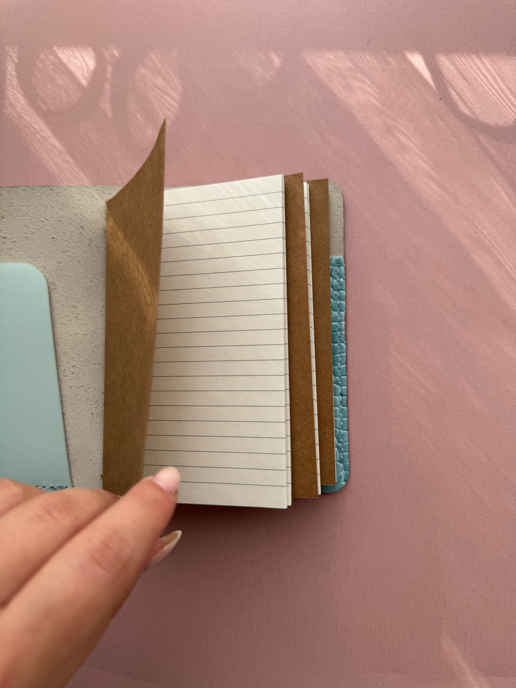 Blue Swans | A6 Bifold Cow Leather Journal