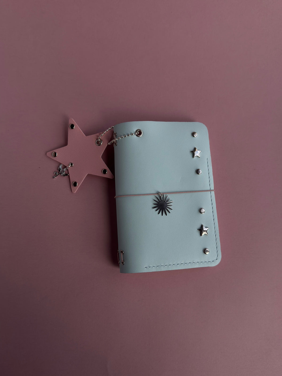 Blue Silver Star Charm | A6 Cow Bifold Leather Journal