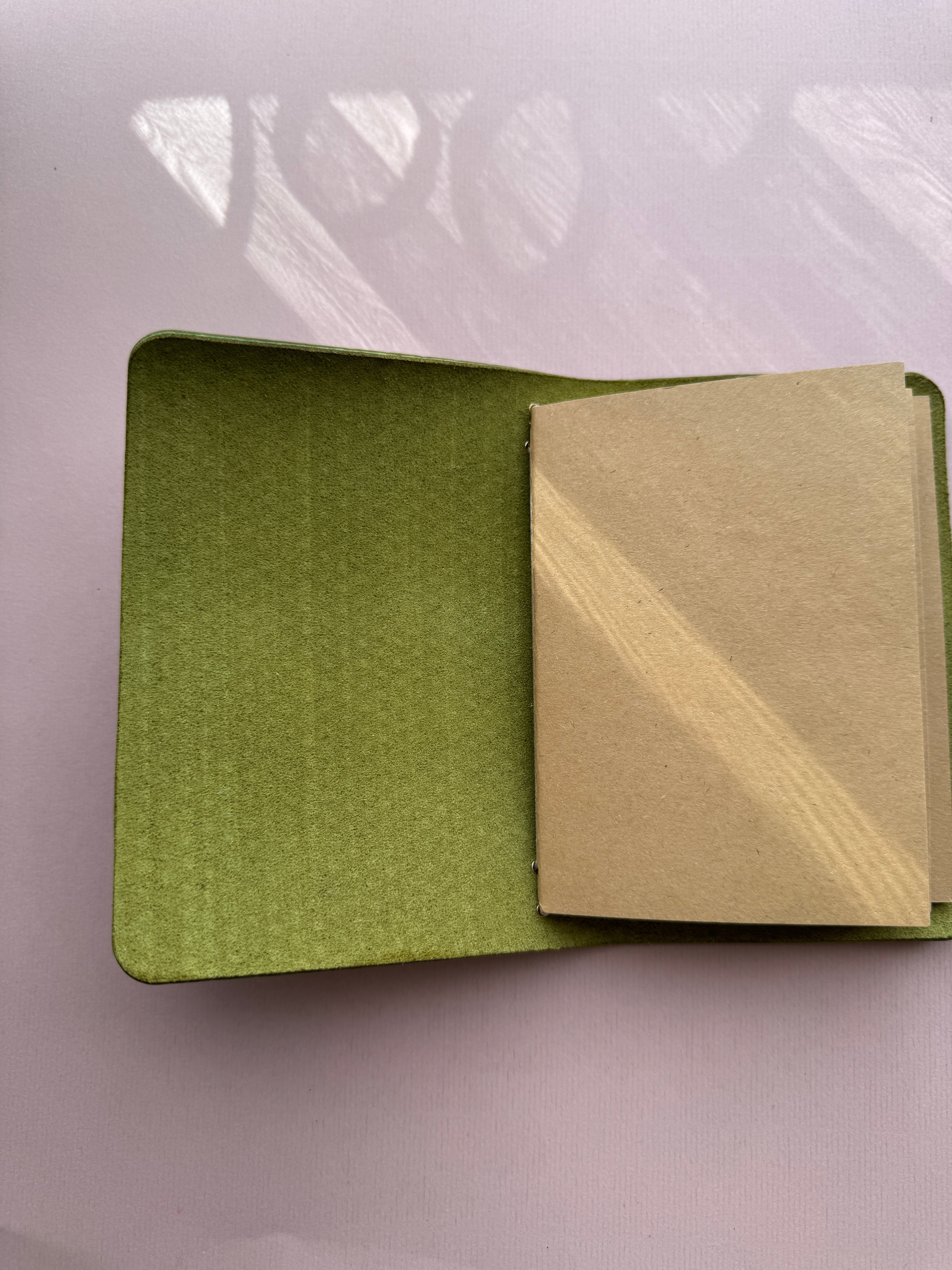 Green | A6 Bifold Cow Leather Journal
