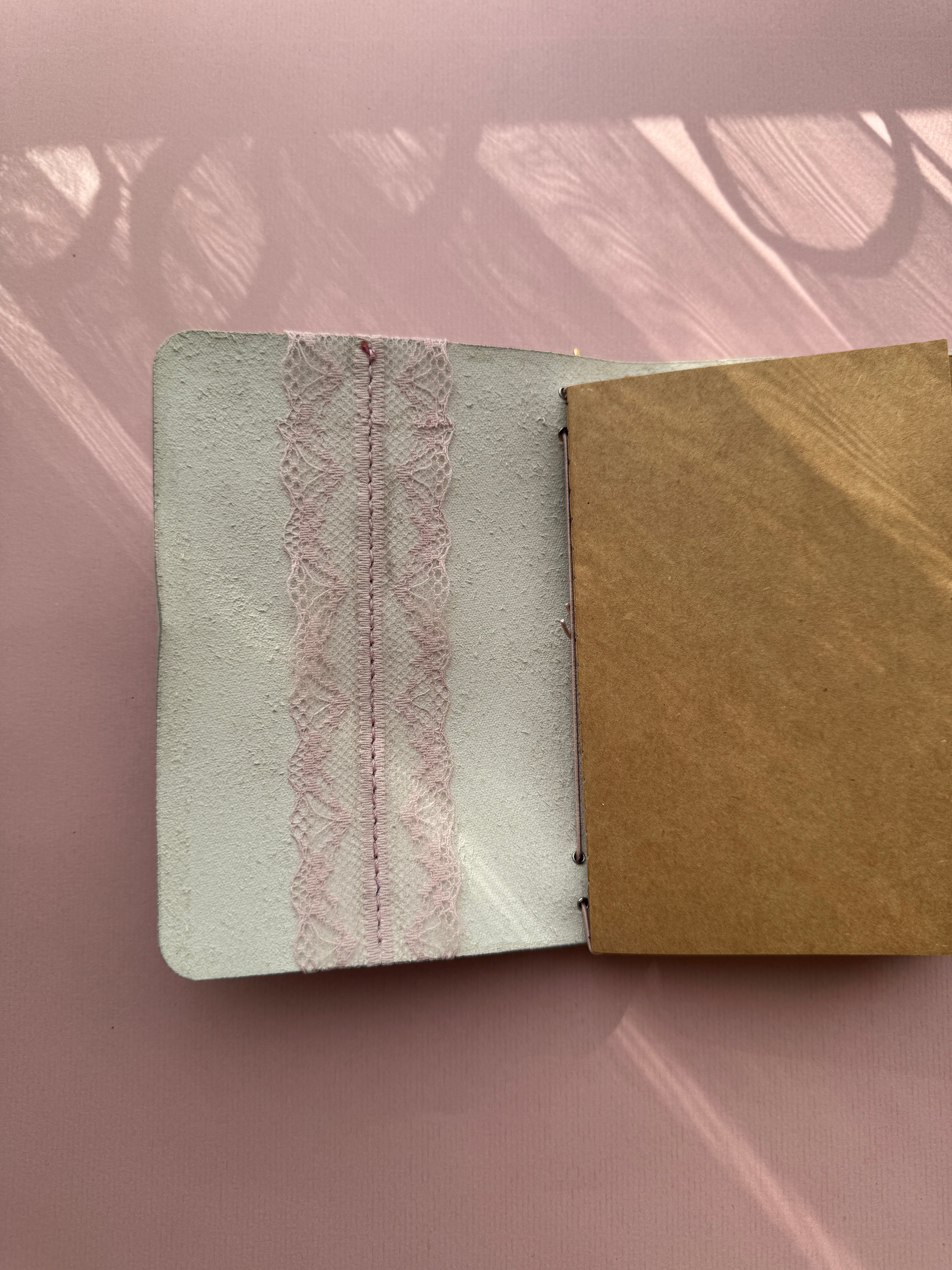 Light Blue Lace | A6 Bifold Cow Leather Journal