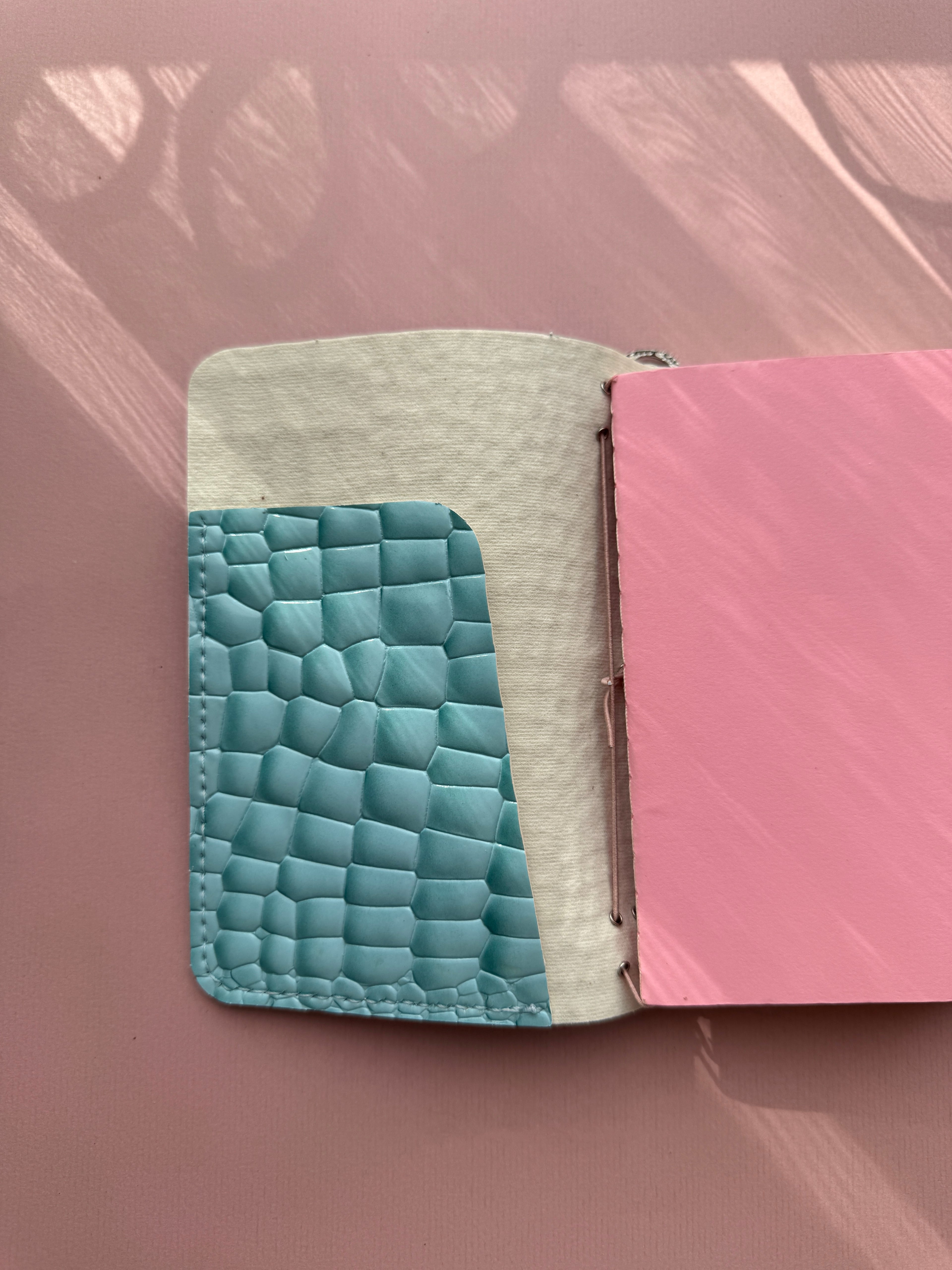 Blue Snake Print | A6 Bifold Vegan Leather Journal