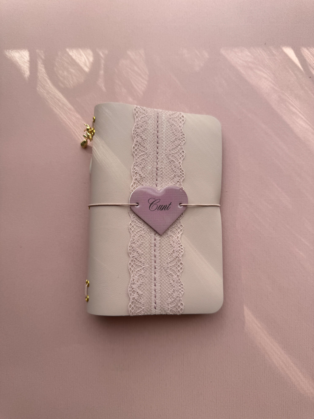 Light Pink Lace | A6 Bifold Cow Leather Journal