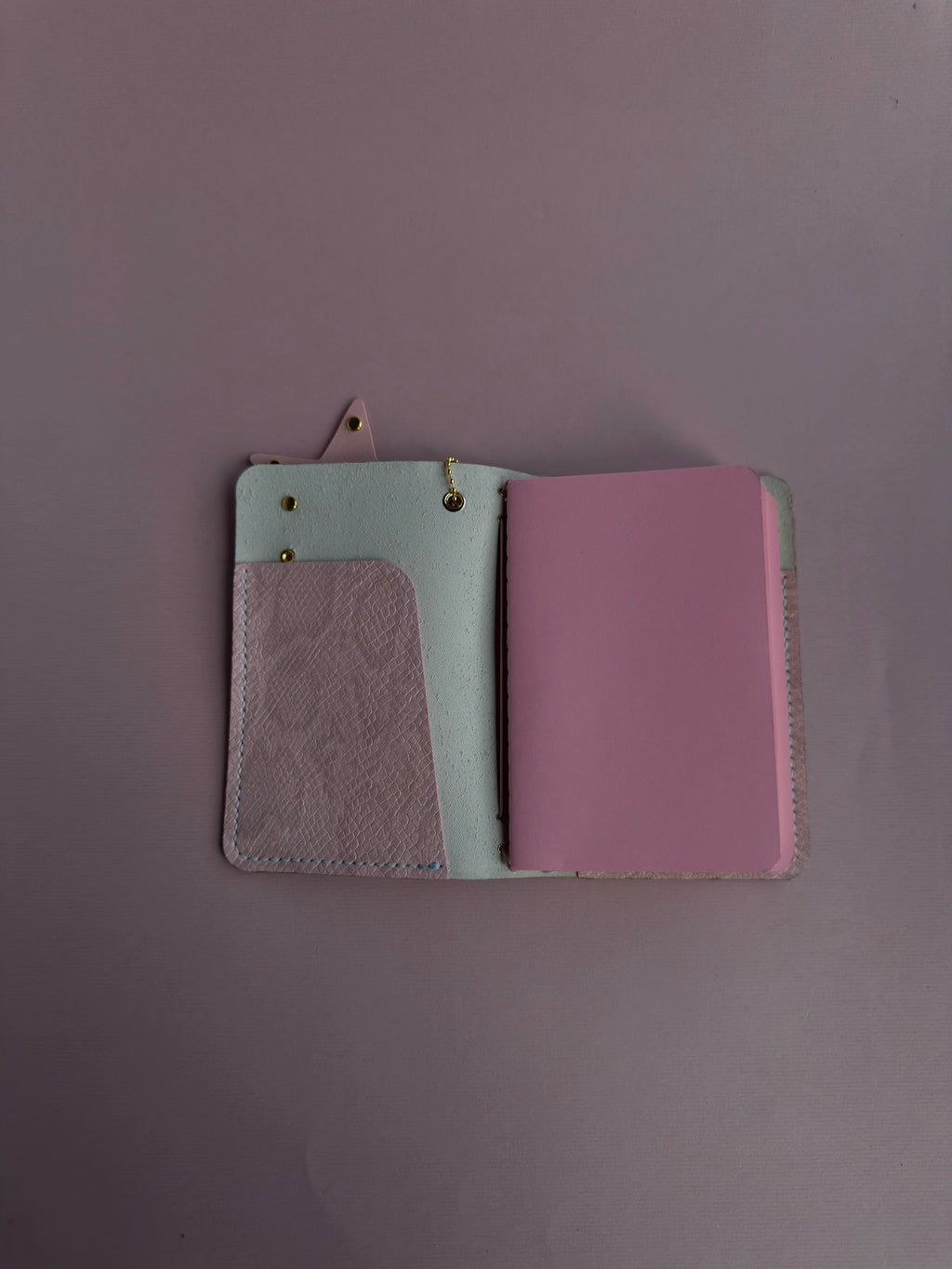 Blue Gold Star Charm | A6 Cow Bifold Leather Journal