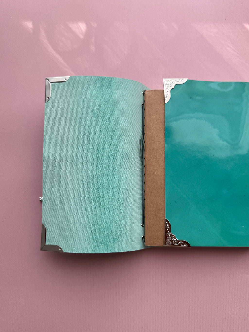 Turquoise | A6 Trifold Calf Leather Journal