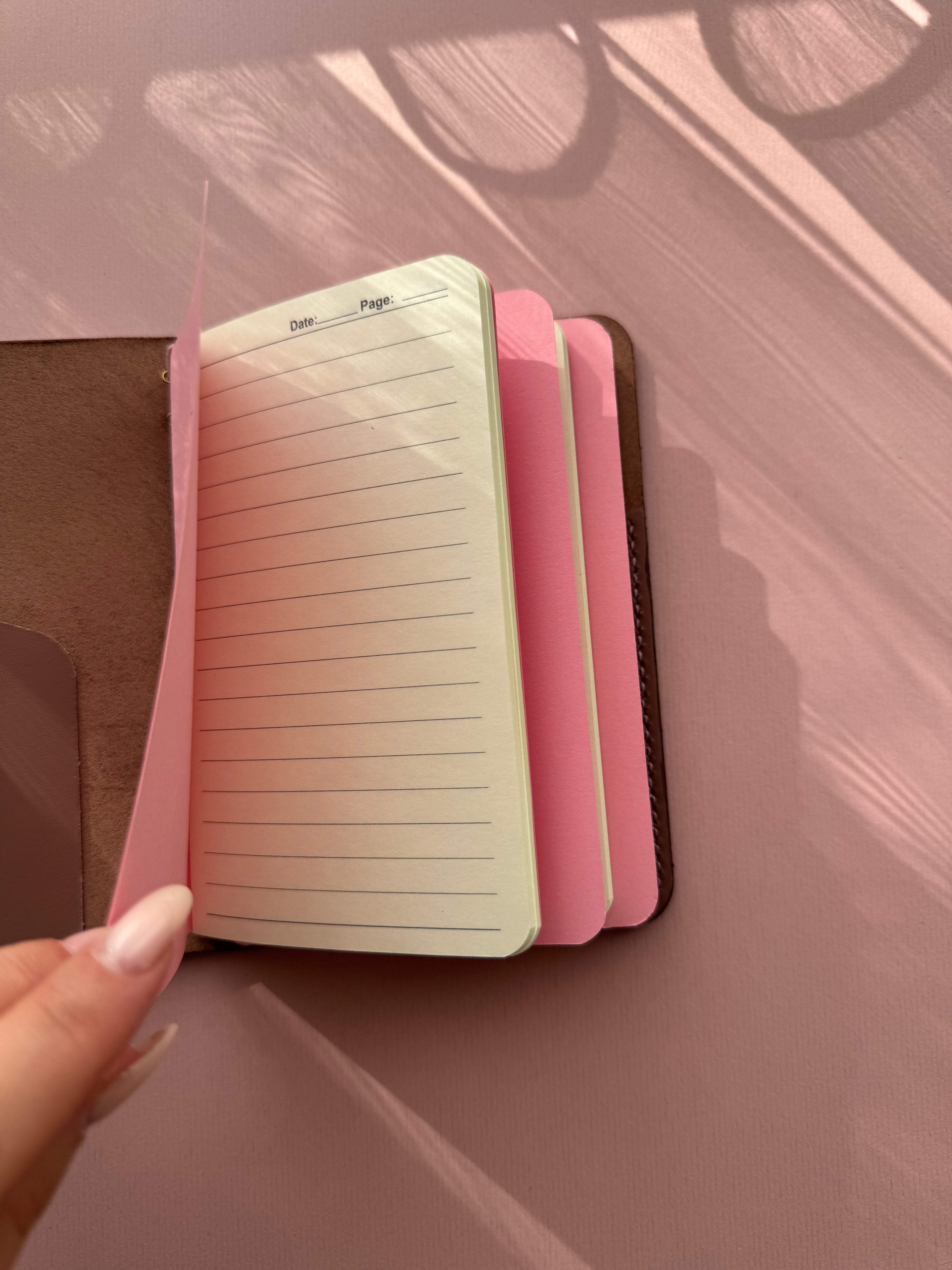 Dotted Dusty Pink | A6 Bifold Vegan Leather Journal