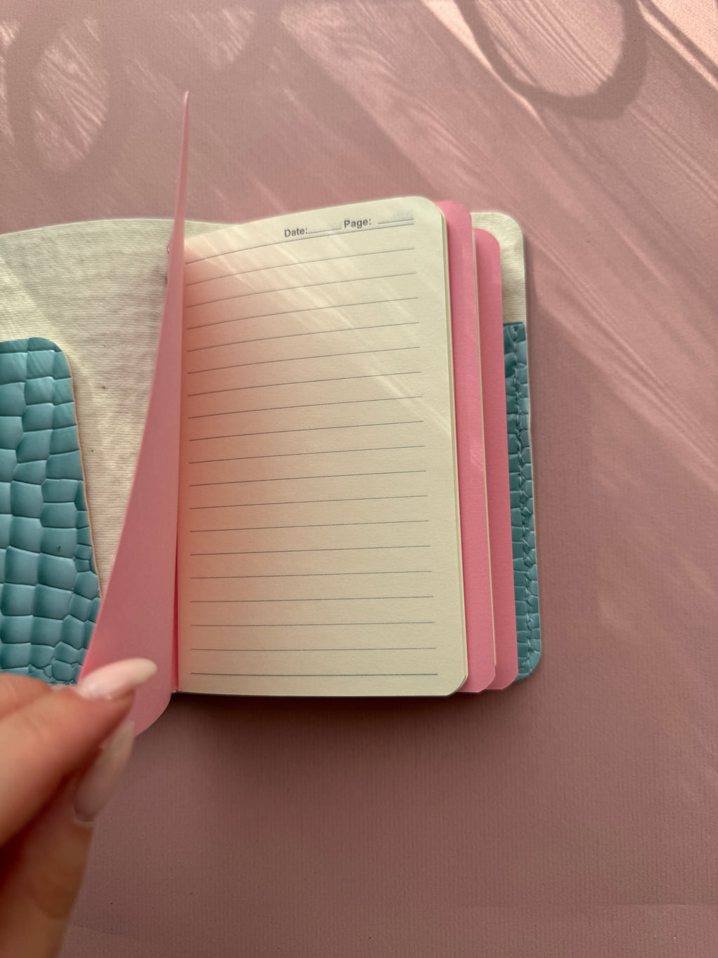 Blue Snake Print | A6 Bifold Vegan Leather Journal