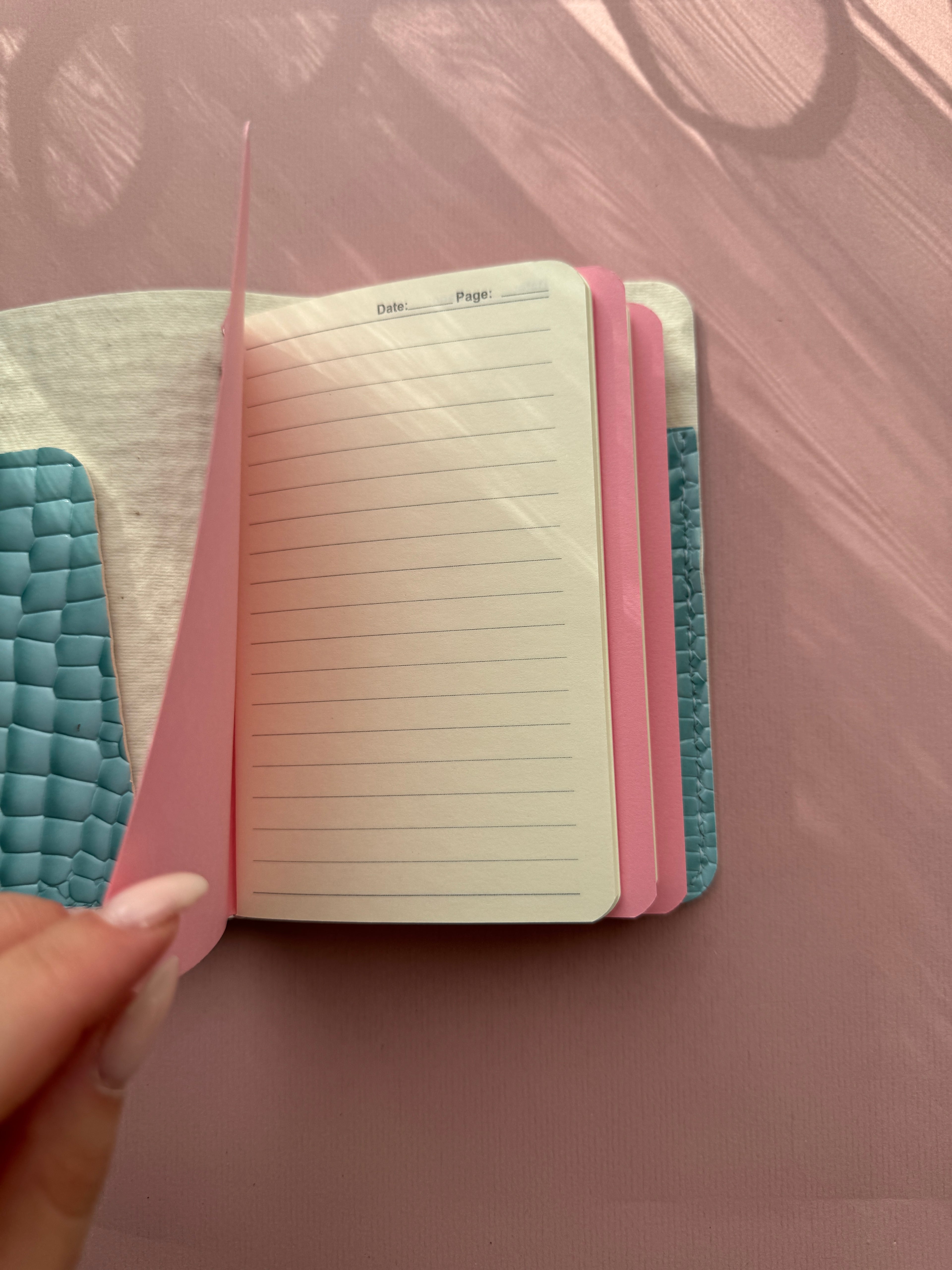Blue Snake Print | A6 Bifold Vegan Leather Journal
