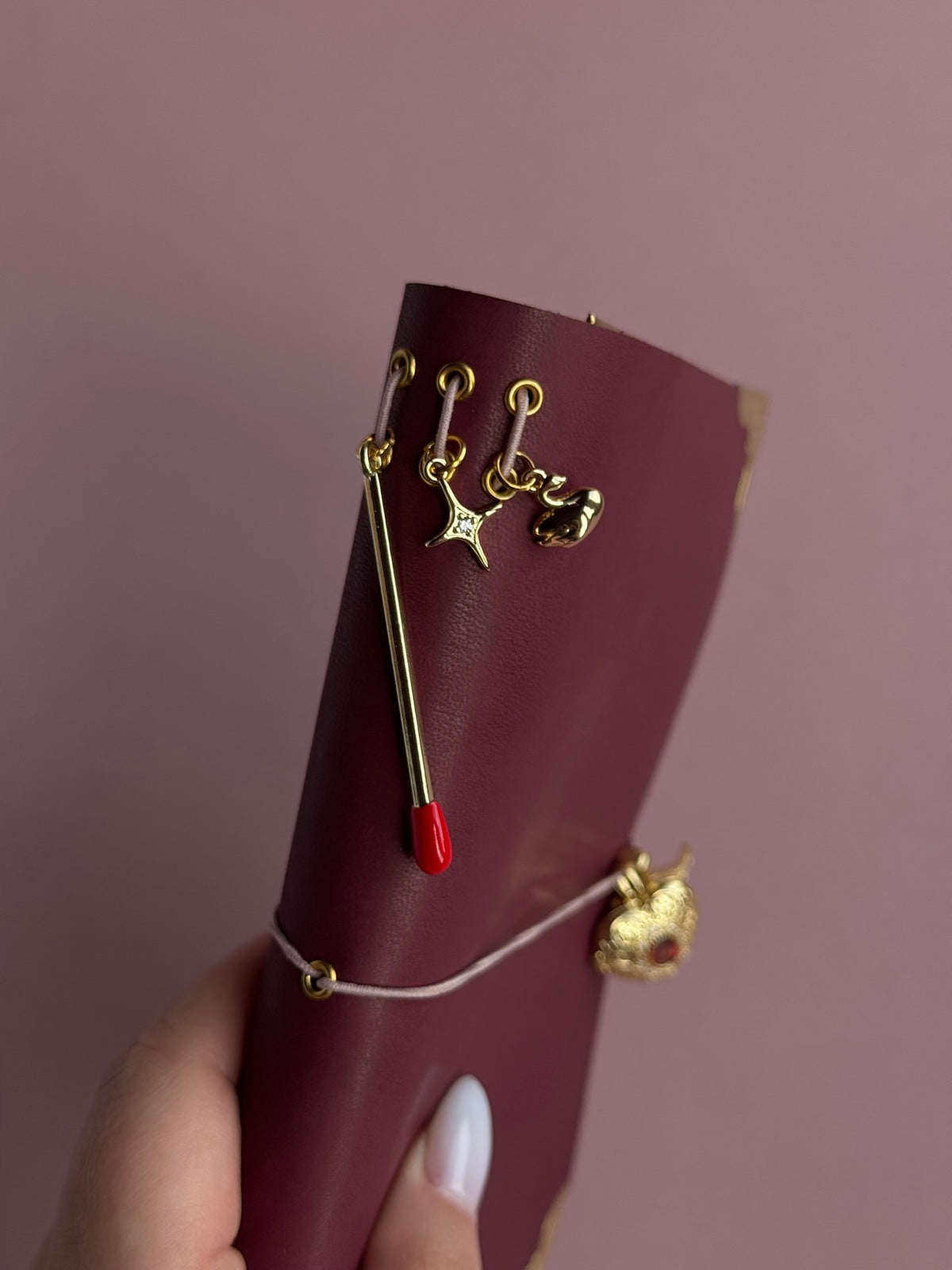 Charmed Magenta | A6 Cow Trifold Leather Journal