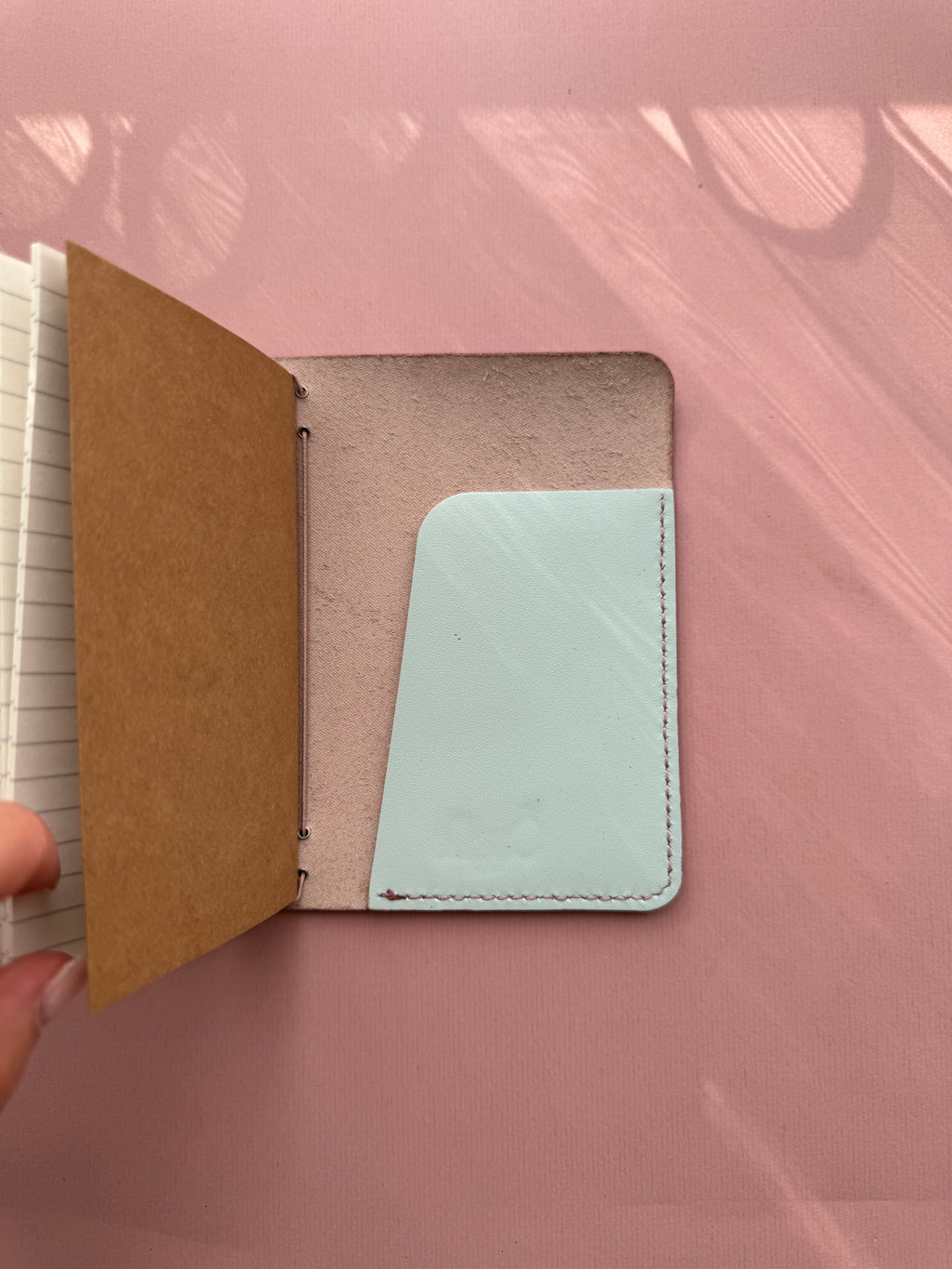 Light Pink Bunnies | A6 Bifold Cow Leather Journal