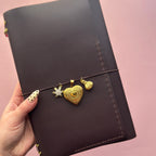 Dark Purple Leather Journal | Trifold A5 Size