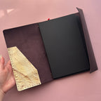 Dark Purple Leather Journal | Trifold A5 Size