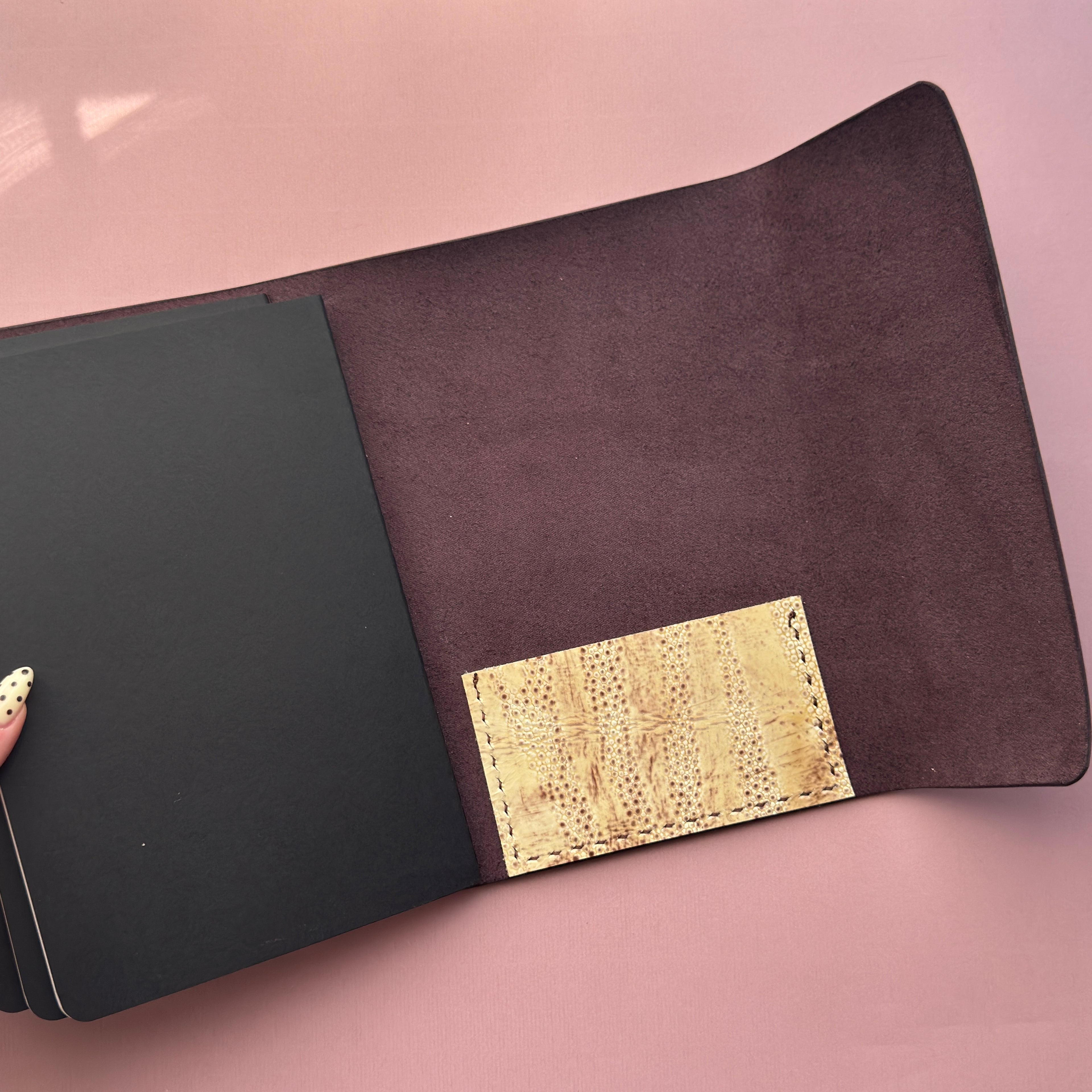 Dark Purple Leather Journal | Trifold A5 Size