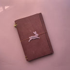 Bunny Basketweave Leather Journal | Trifold A5 Size