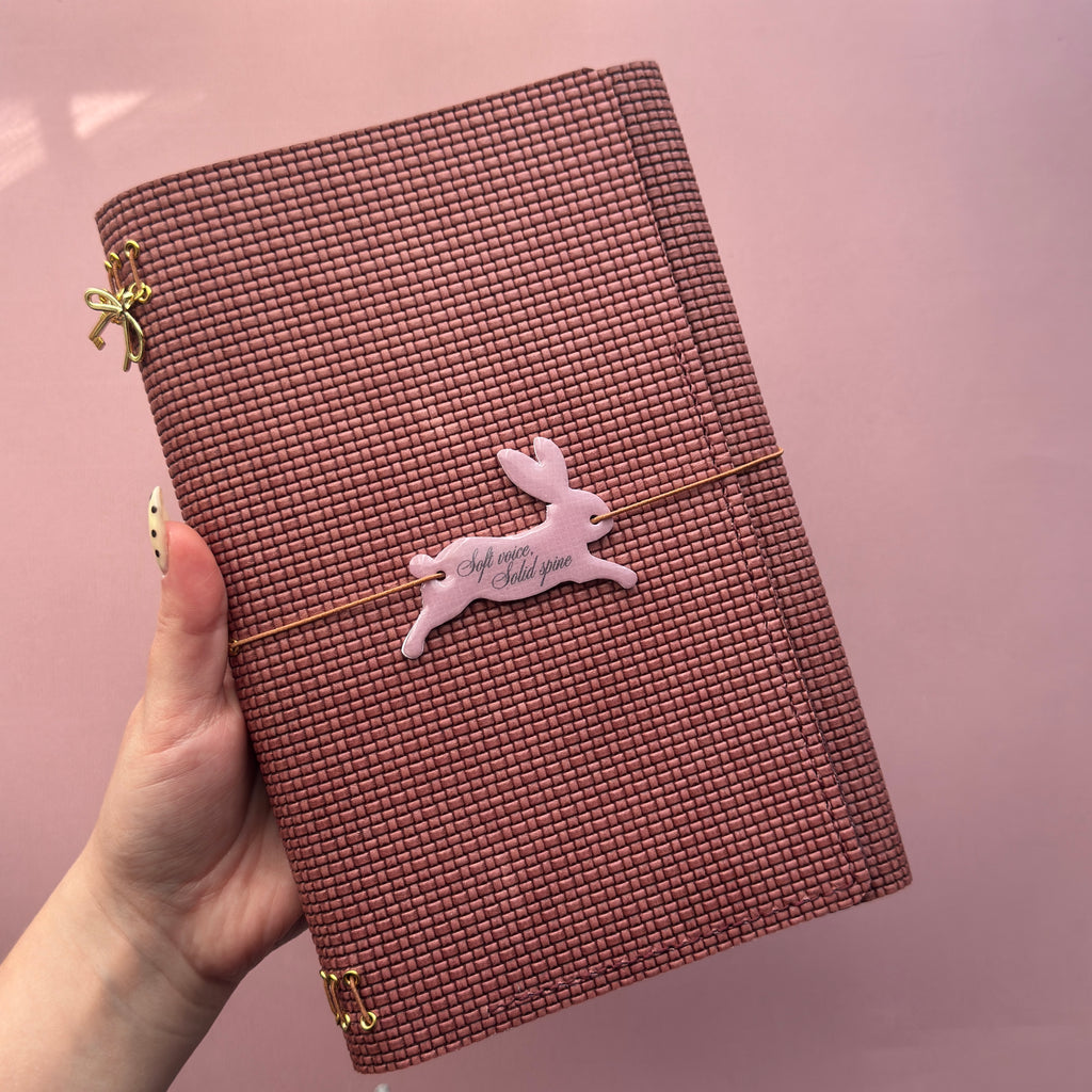 Bunny Basketweave Leather Journal | Trifold A5 Size