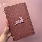 Bunny Basketweave Leather Journal | Trifold A5 Size