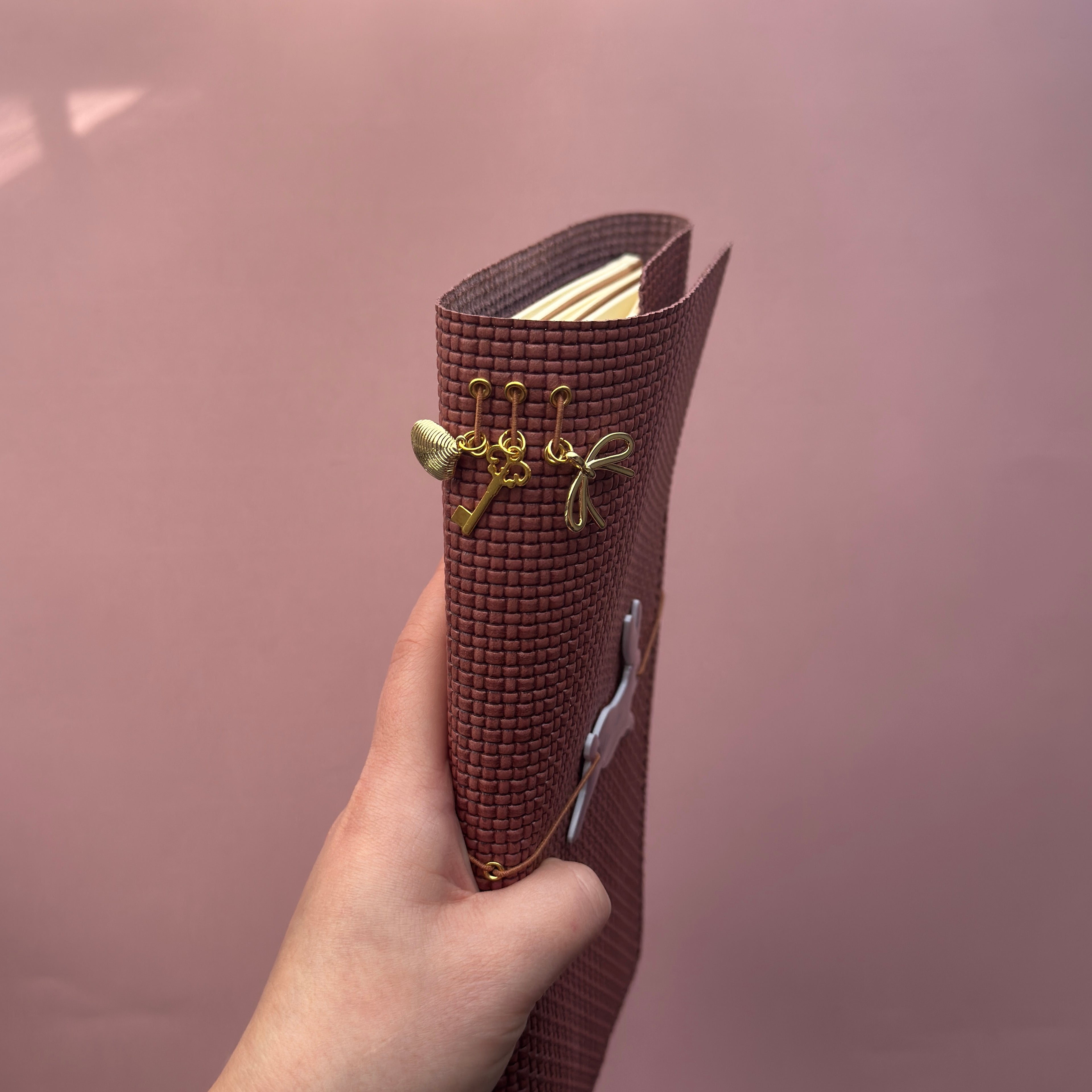 Bunny Basketweave Leather Journal | Trifold A5 Size