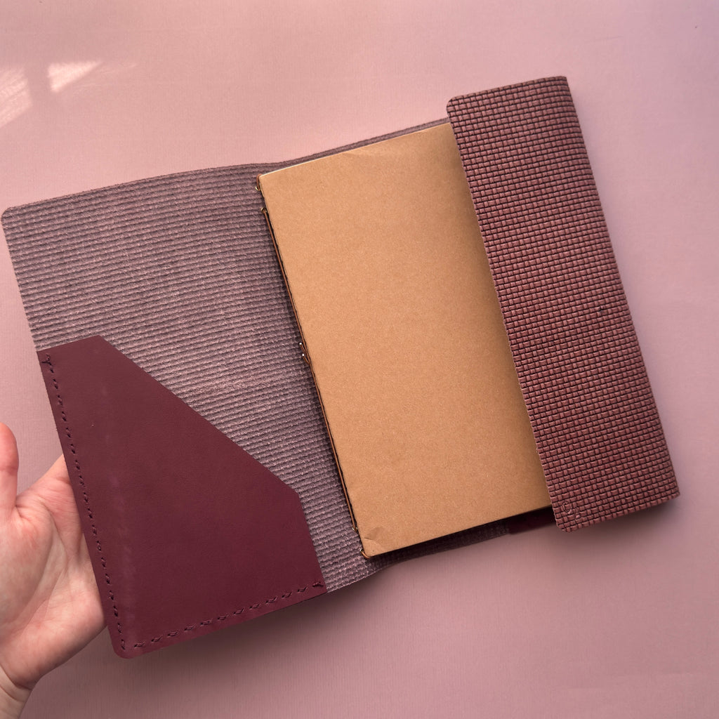 Bunny Basketweave Leather Journal | Trifold A5 Size