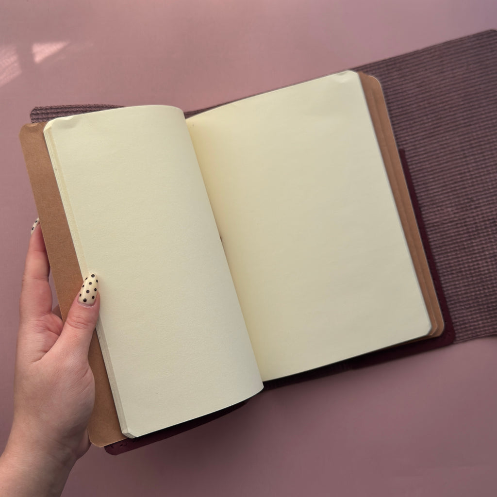 Bunny Basketweave Leather Journal | Trifold A5 Size