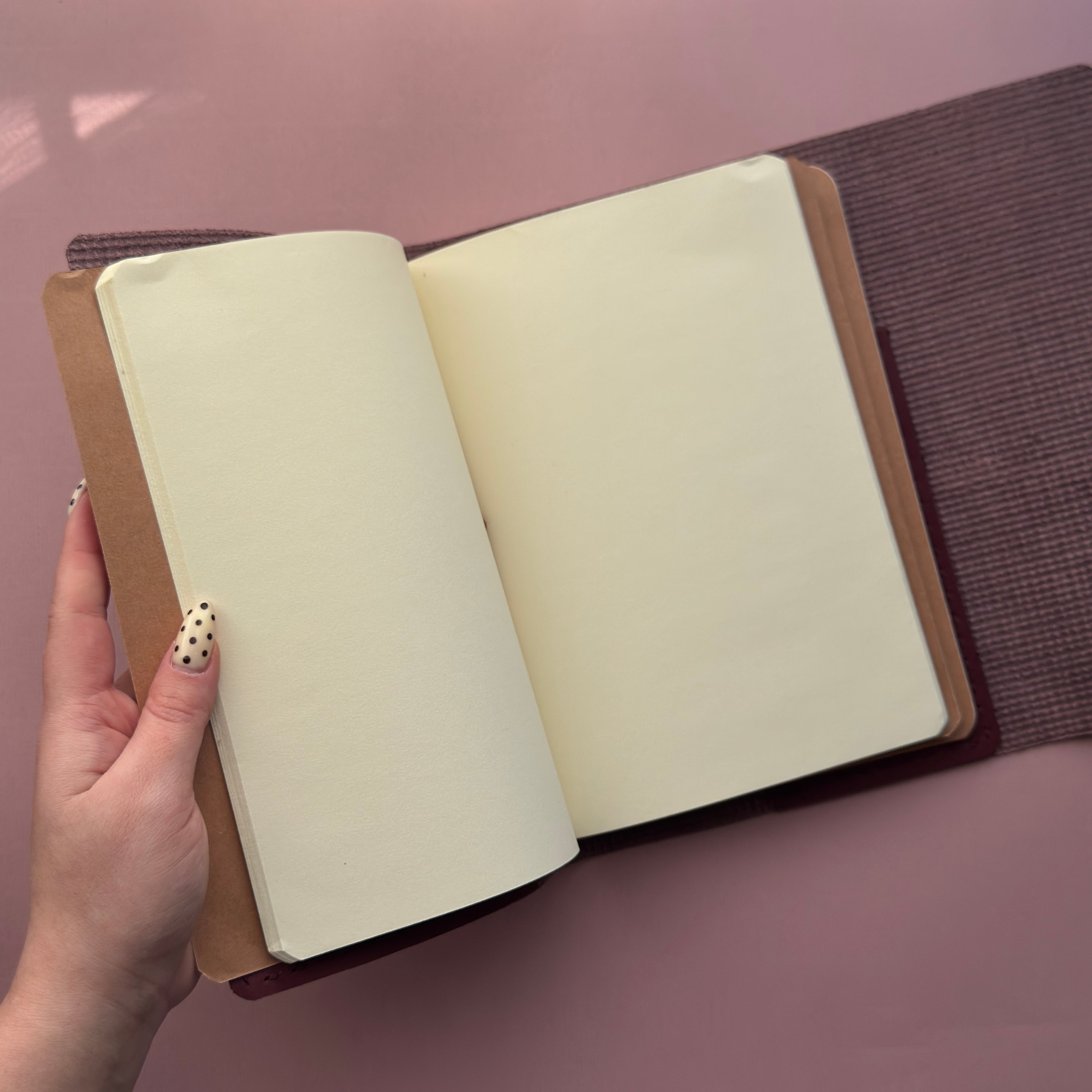 Bunny Basketweave Leather Journal | Trifold A5 Size