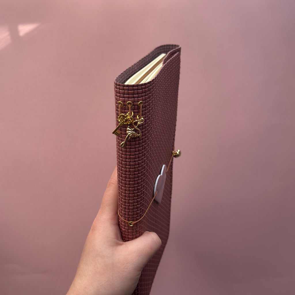 Wildflower Basketweave Leather Journal | Trifold A5 Size